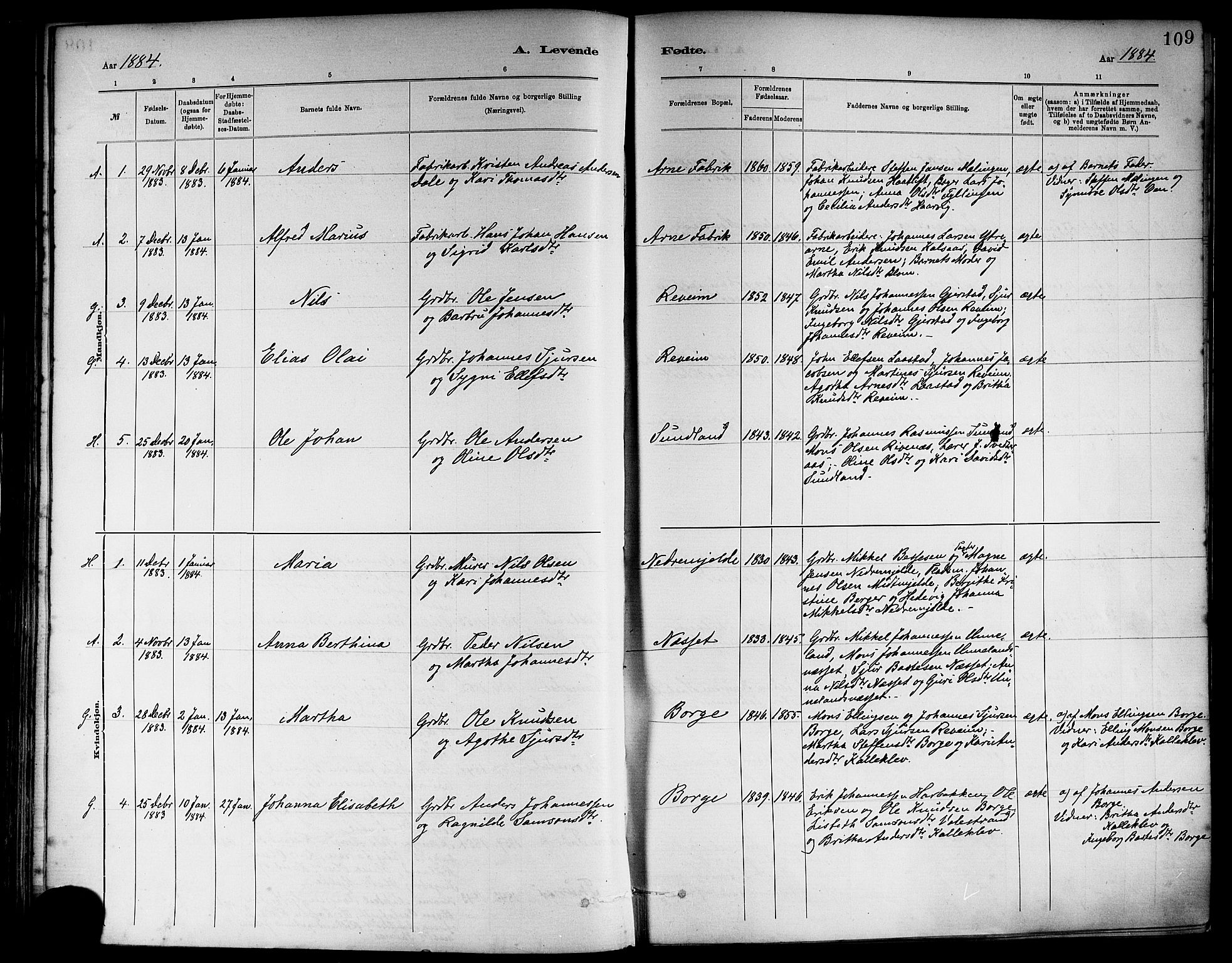 Haus sokneprestembete, AV/SAB-A-75601/H/Haa: Parish register (official) no. A 19I, 1878-1886, p. 109