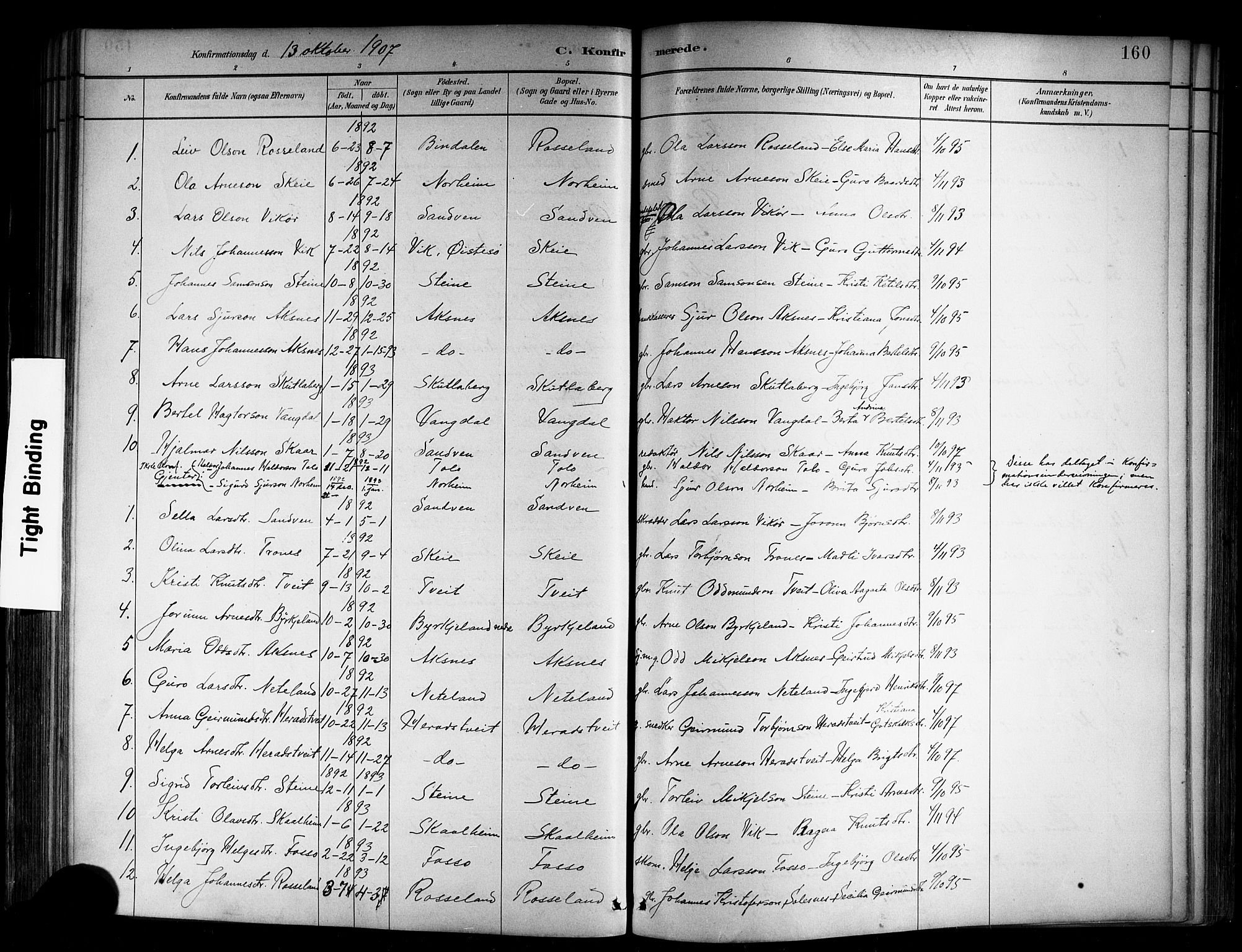 Kvam sokneprestembete, SAB/A-76201/H/Hab: Parish register (copy) no. B 3, 1884-1916, p. 160
