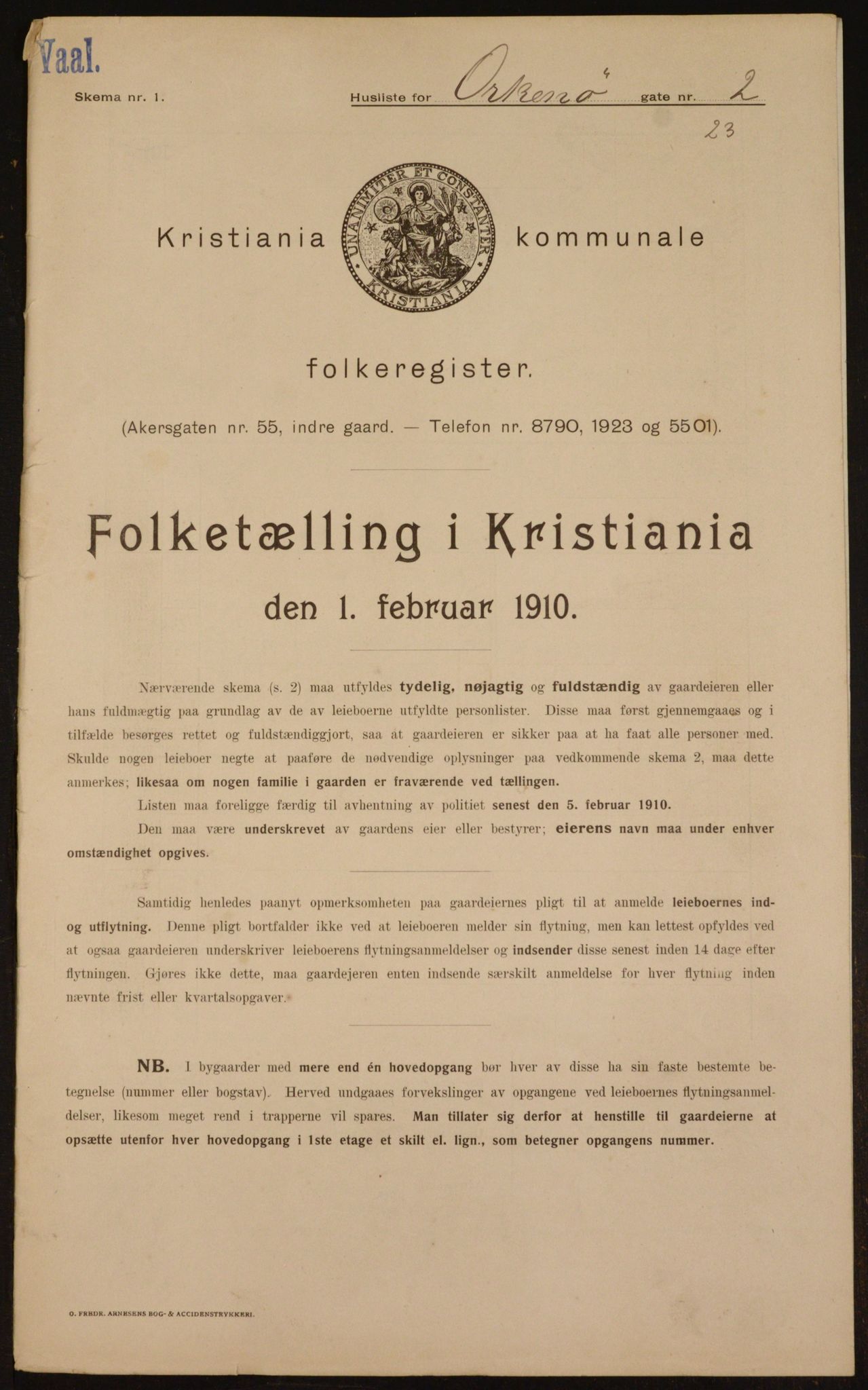 OBA, Municipal Census 1910 for Kristiania, 1910, p. 73108