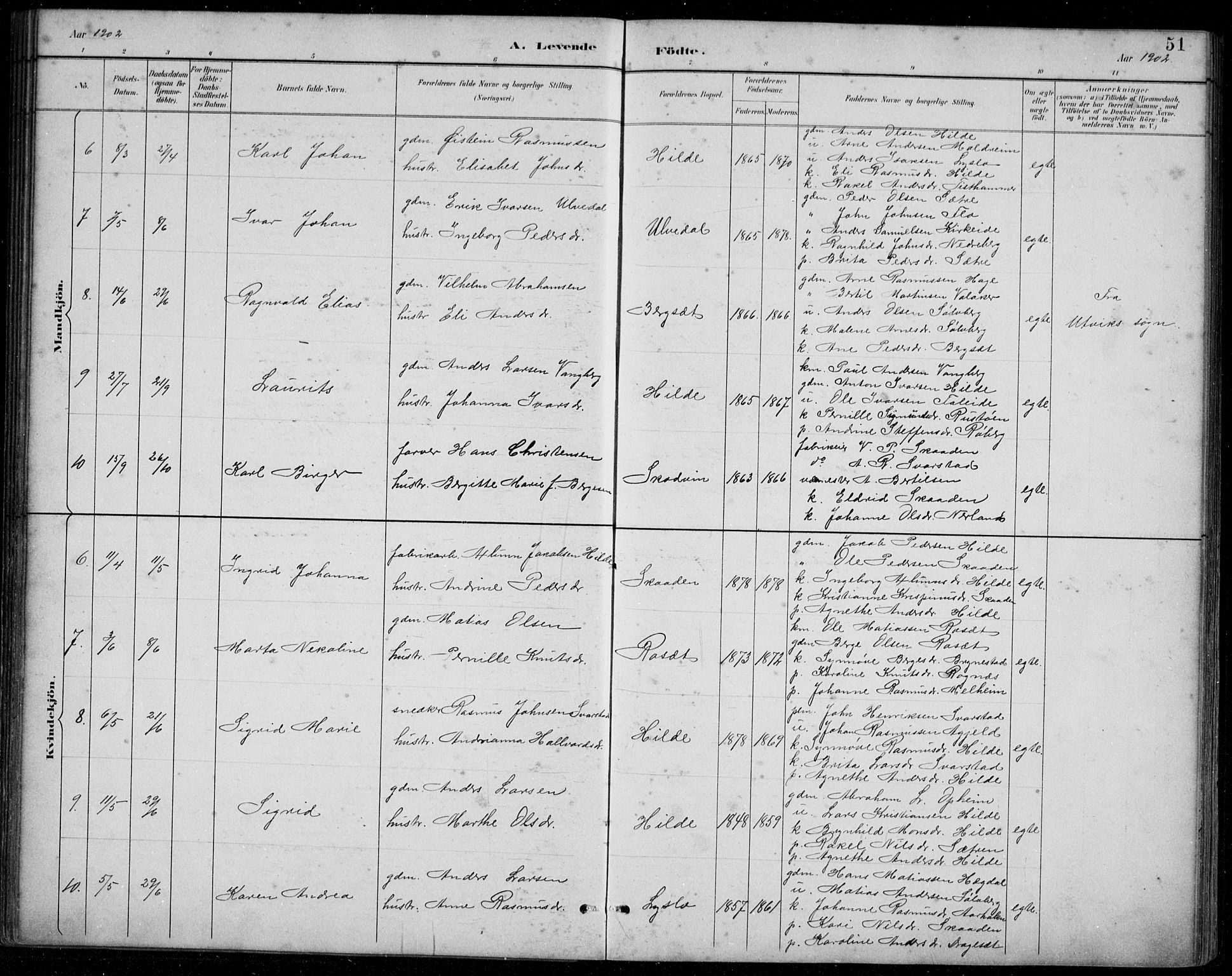 Innvik sokneprestembete, AV/SAB-A-80501: Parish register (copy) no. A 3, 1886-1912, p. 51