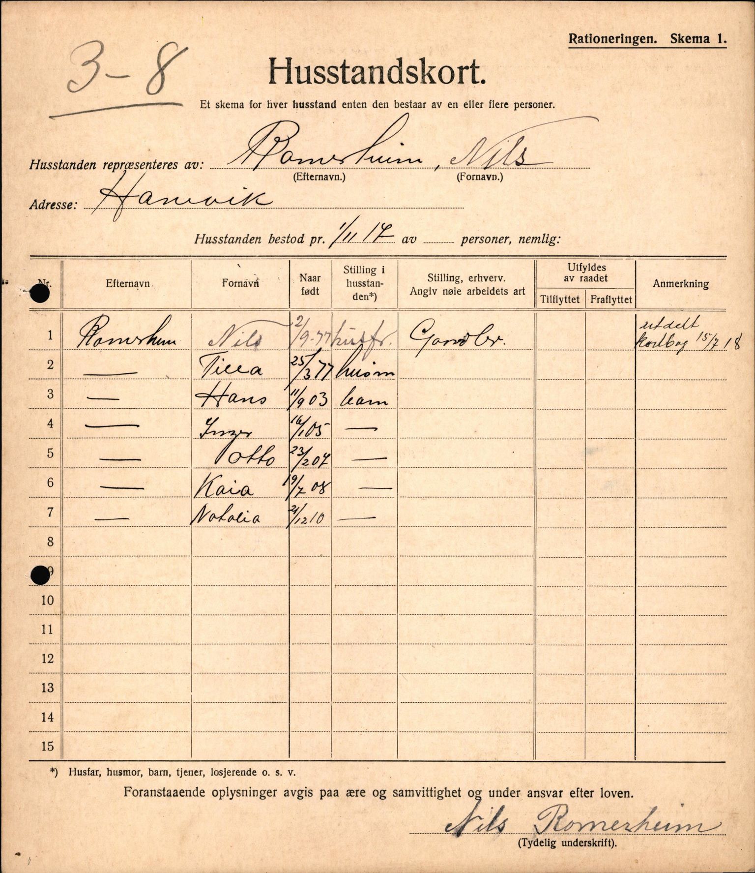 IKAH, Meland kommune, Provianteringsrådet, Husstander per 01.11.1917, 1917-1918, p. 14