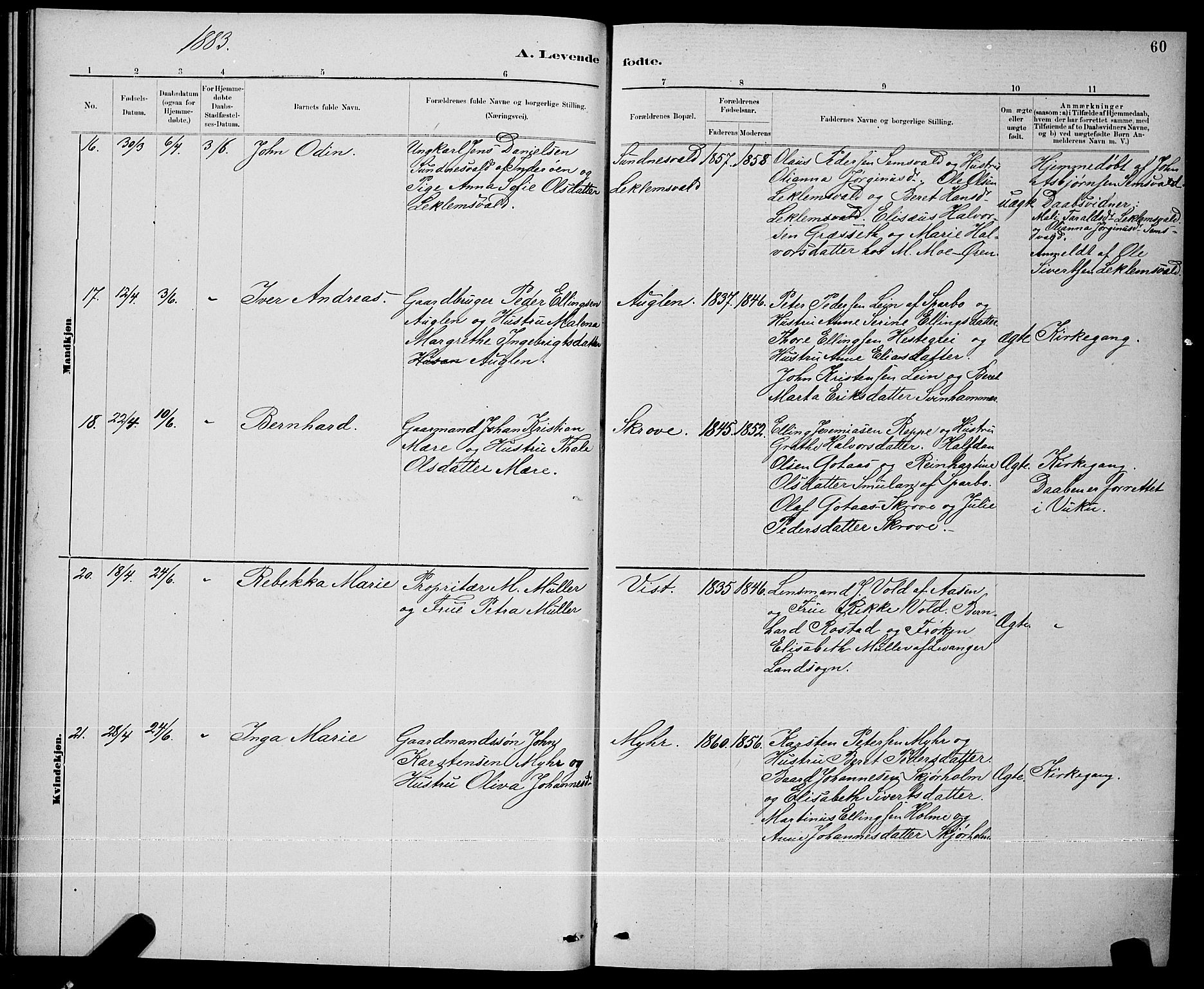 Ministerialprotokoller, klokkerbøker og fødselsregistre - Nord-Trøndelag, AV/SAT-A-1458/723/L0256: Parish register (copy) no. 723C04, 1879-1890, p. 60