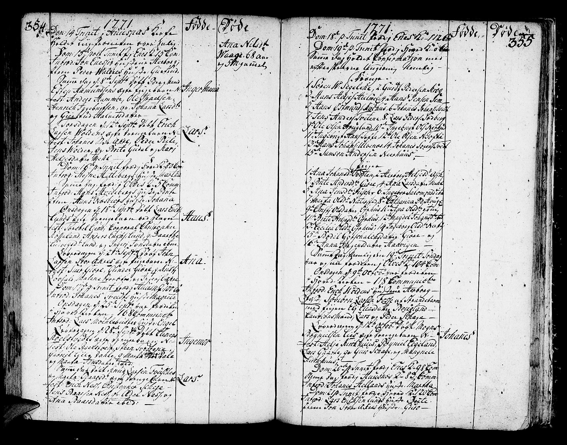 Kvinnherad sokneprestembete, AV/SAB-A-76401/H/Haa: Parish register (official) no. A 3, 1754-1777, p. 354-355