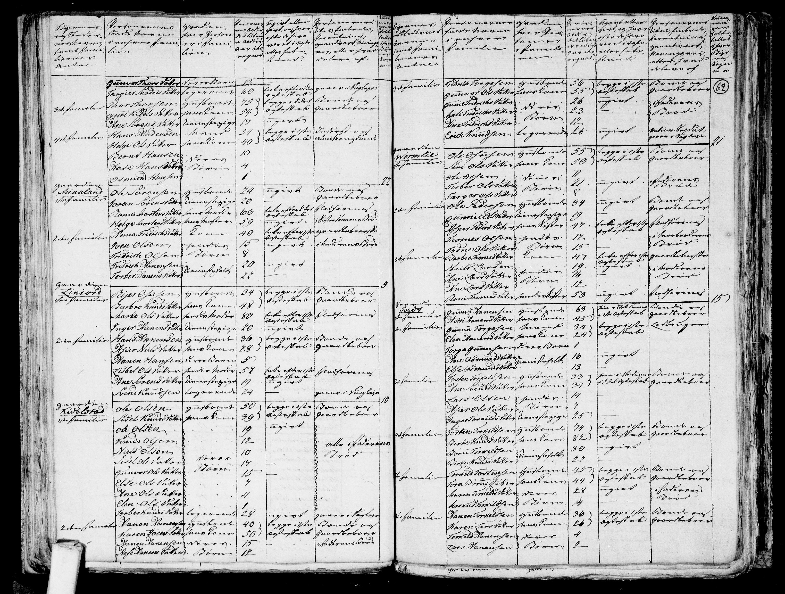 RA, 1801 census for 1024P Bjelland, 1801, p. 61b-62a