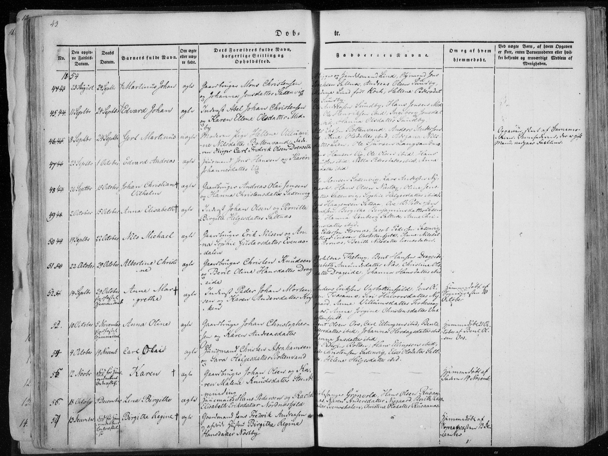 Ministerialprotokoller, klokkerbøker og fødselsregistre - Nordland, AV/SAT-A-1459/847/L0666: Parish register (official) no. 847A06, 1842-1871, p. 43