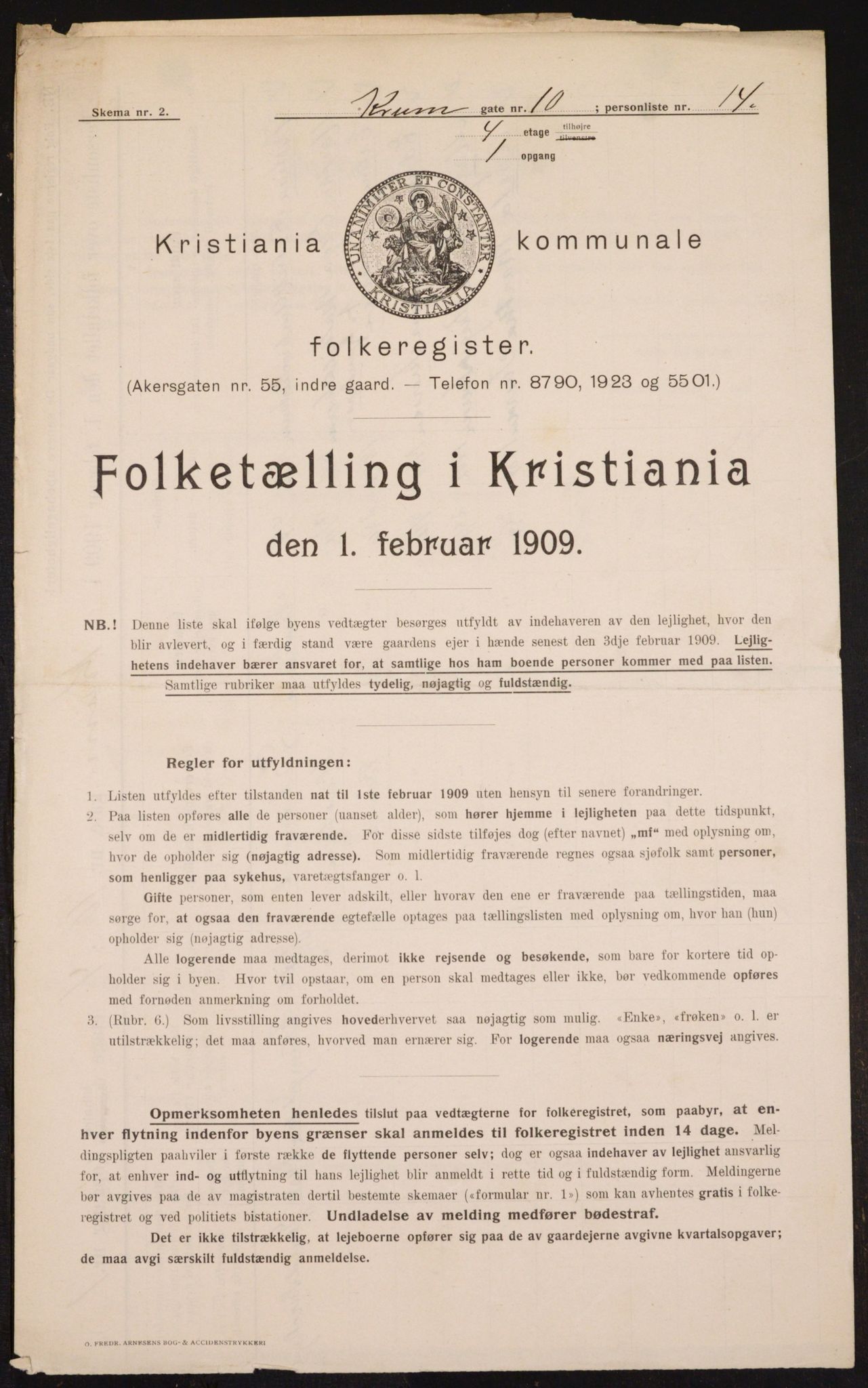 OBA, Municipal Census 1909 for Kristiania, 1909, p. 50381