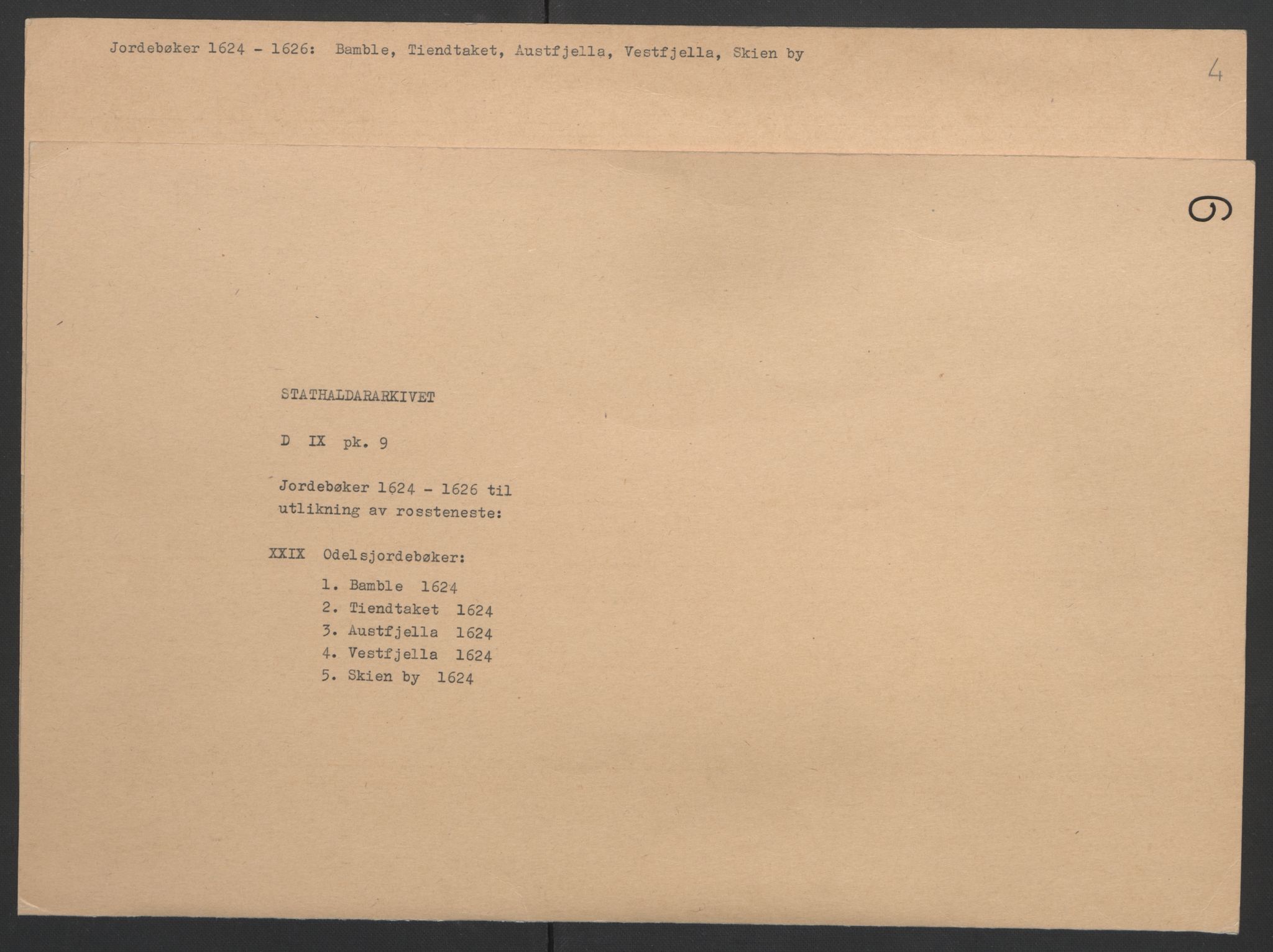 Stattholderembetet 1572-1771, AV/RA-EA-2870/Ek/L0009/0002: Jordebøker til utlikning av rosstjeneste 1624-1626: / Odelsjordebøker for Bratsberg len, 1624, p. 2