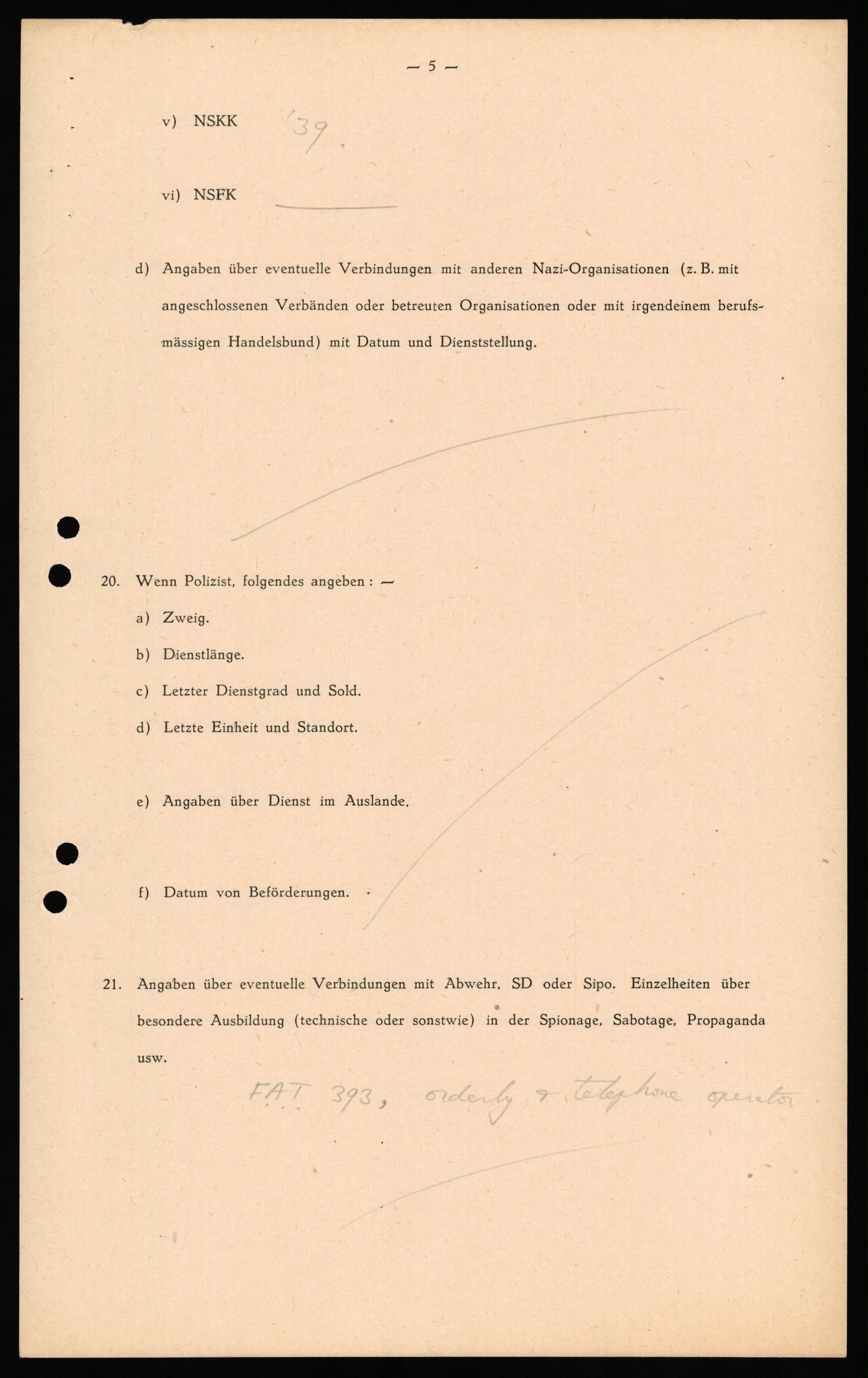 Forsvaret, Forsvarets overkommando II, AV/RA-RAFA-3915/D/Db/L0039: CI Questionaires. Tyske okkupasjonsstyrker i Norge. Østerrikere., 1945-1946, p. 143