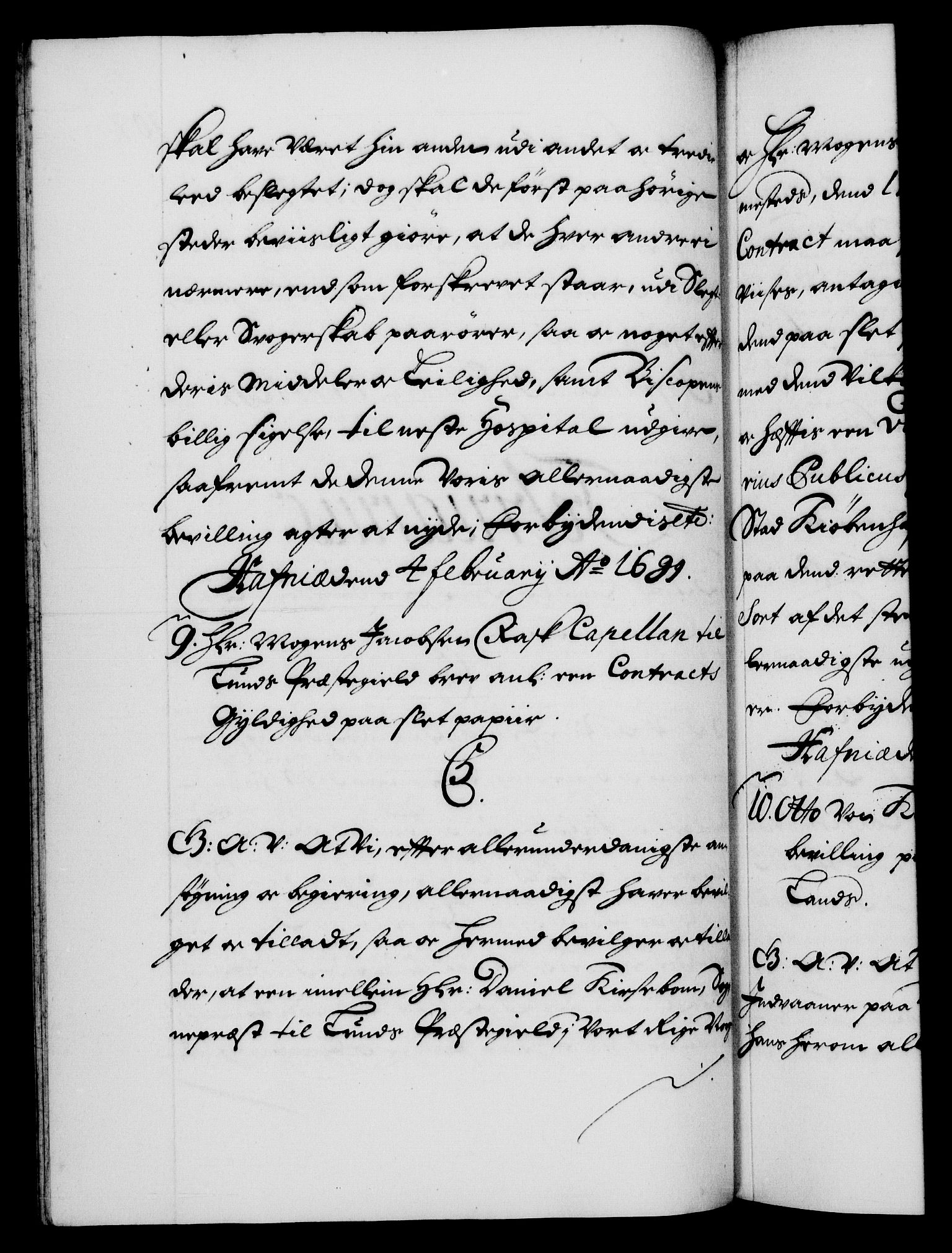 Danske Kanselli 1572-1799, AV/RA-EA-3023/F/Fc/Fca/Fcaa/L0017: Norske registre (mikrofilm), 1698-1699, p. 107b