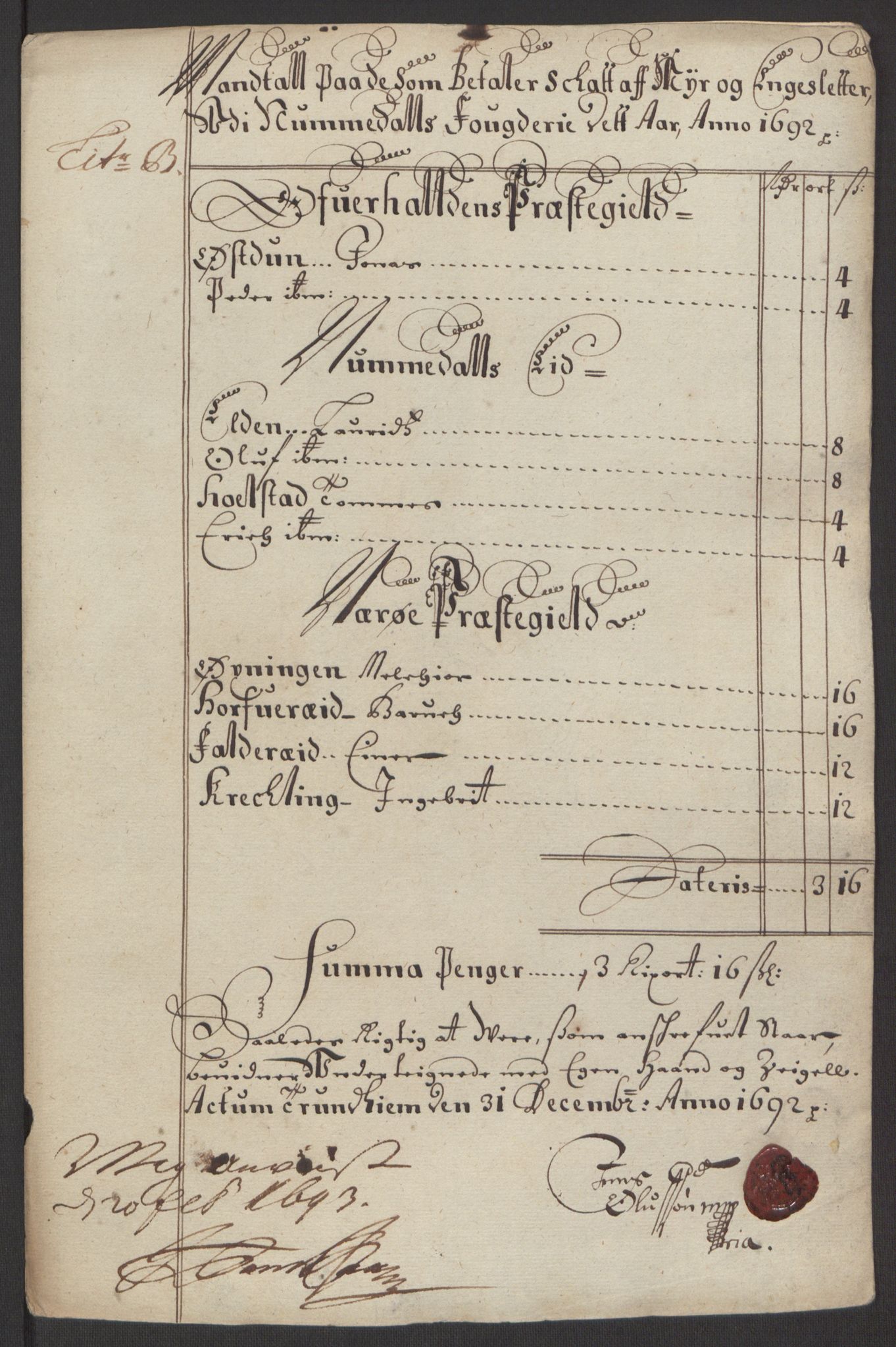 Rentekammeret inntil 1814, Reviderte regnskaper, Fogderegnskap, RA/EA-4092/R64/L4424: Fogderegnskap Namdal, 1692-1695, p. 16
