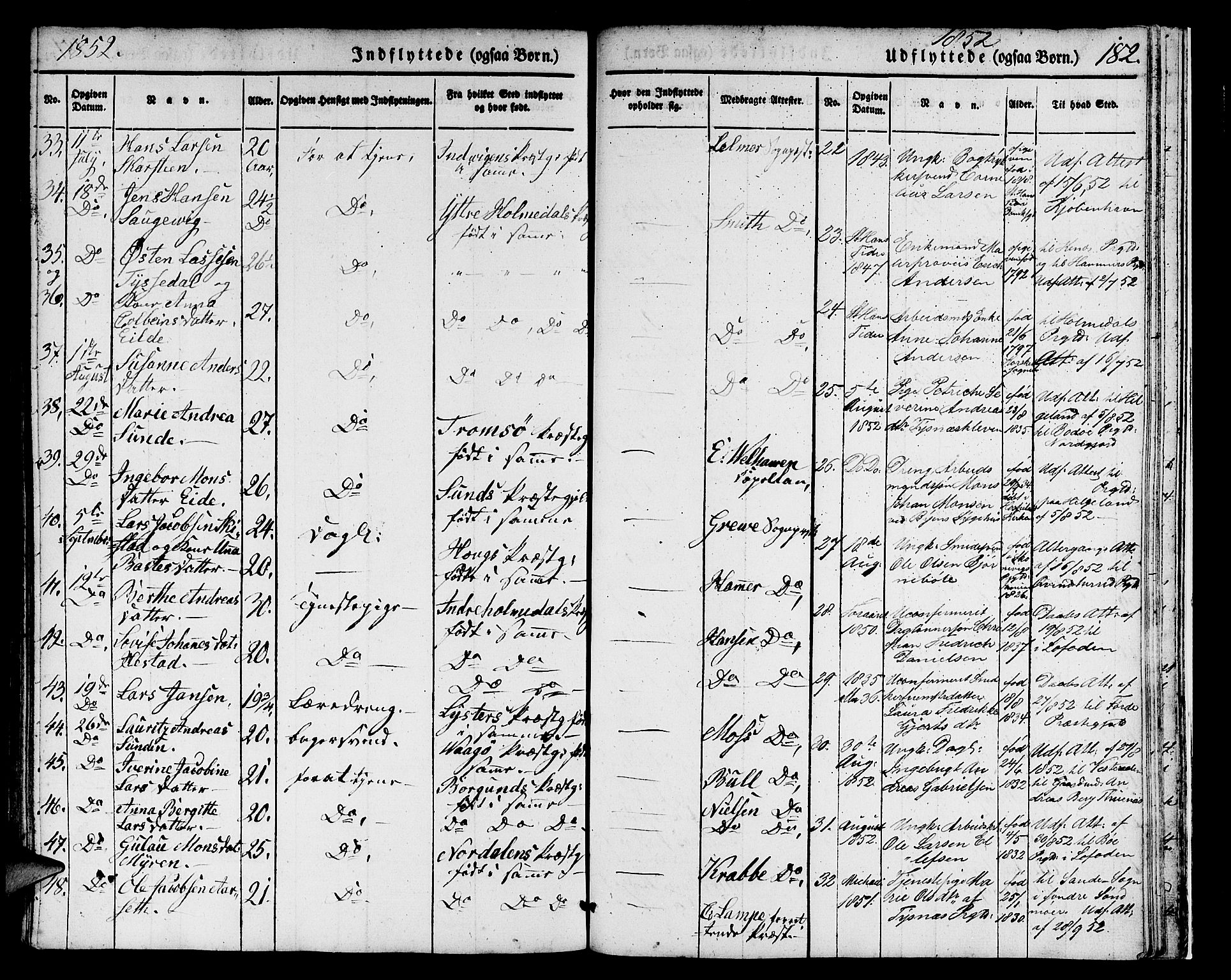 Domkirken sokneprestembete, SAB/A-74801/H/Hab/L0029: Parish register (copy) no. D 1, 1839-1857, p. 182