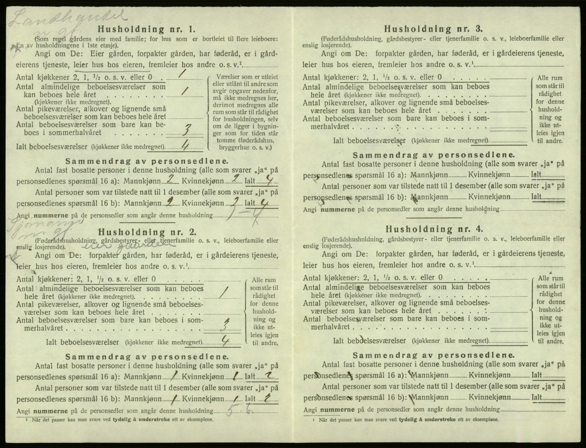 SAB, 1920 census for Kvam, 1920, p. 1110