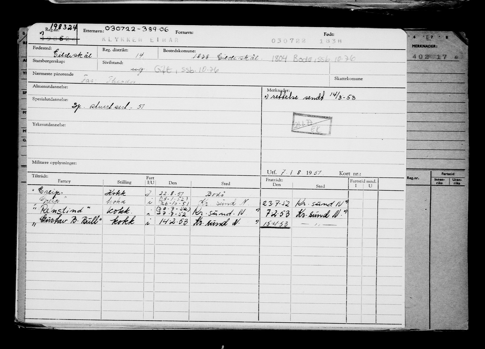 Direktoratet for sjømenn, AV/RA-S-3545/G/Gb/L0208: Hovedkort, 1922, p. 243