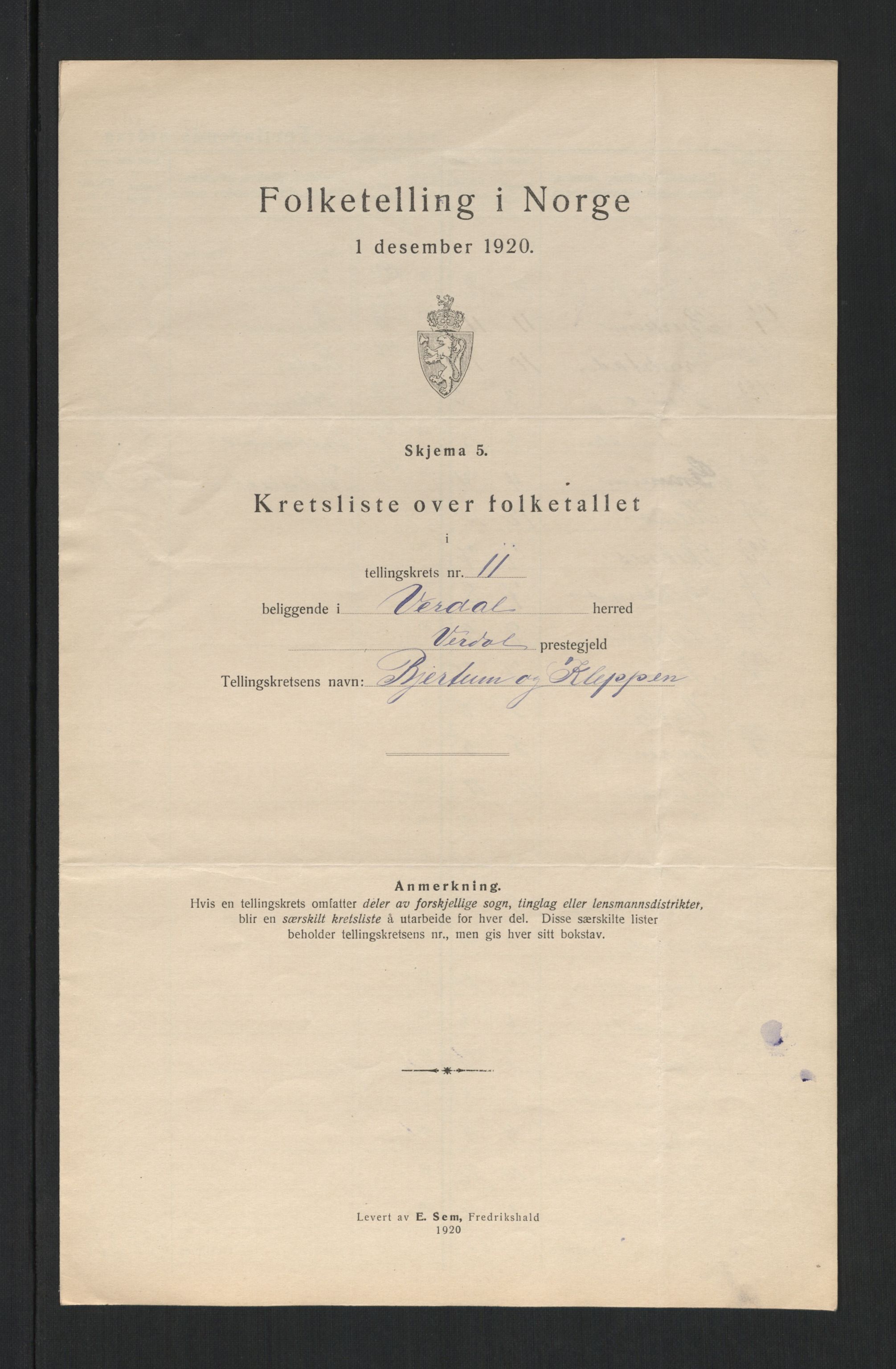 SAT, 1920 census for Verdal, 1920, p. 48