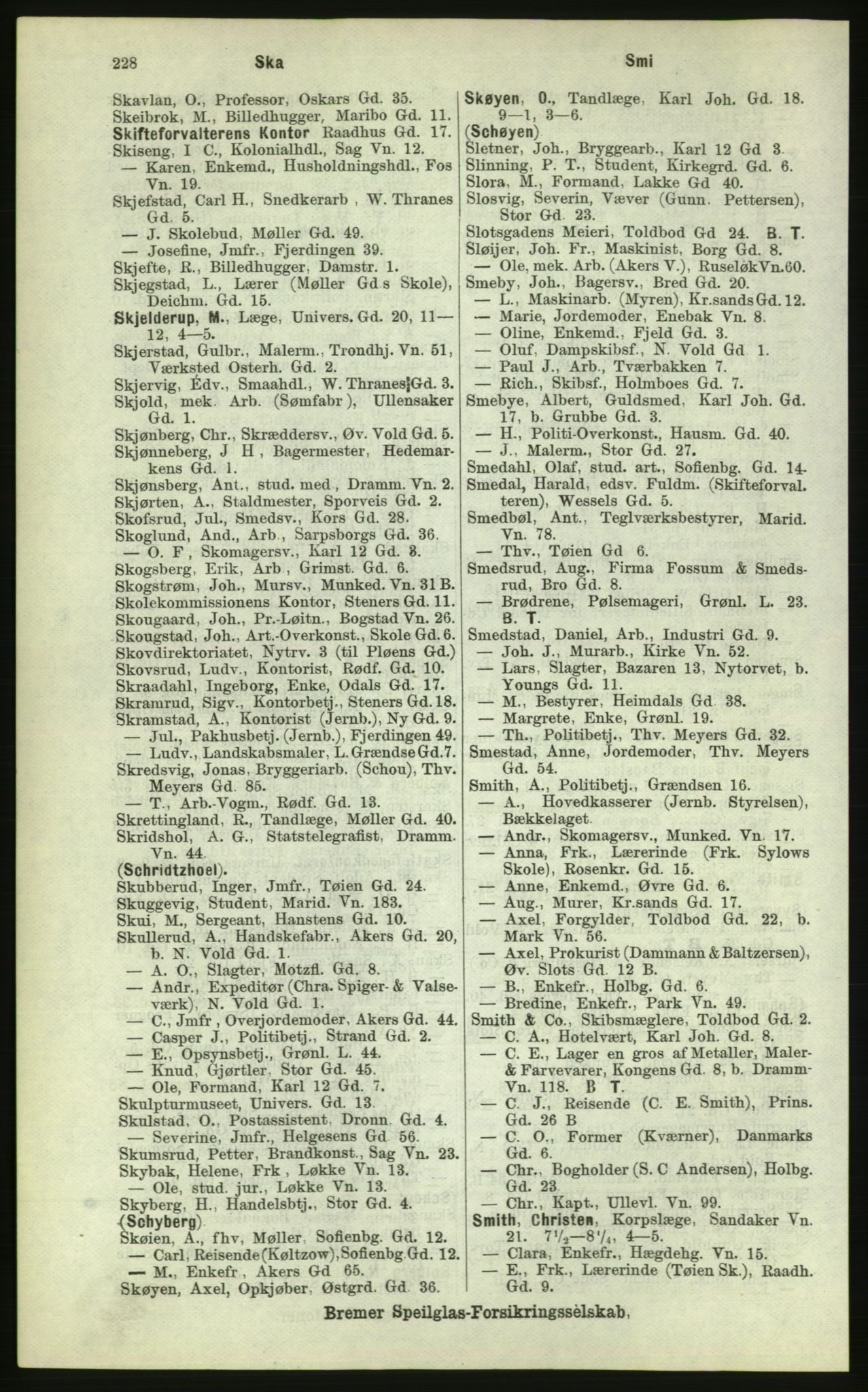 Kristiania/Oslo adressebok, PUBL/-, 1884, p. 228