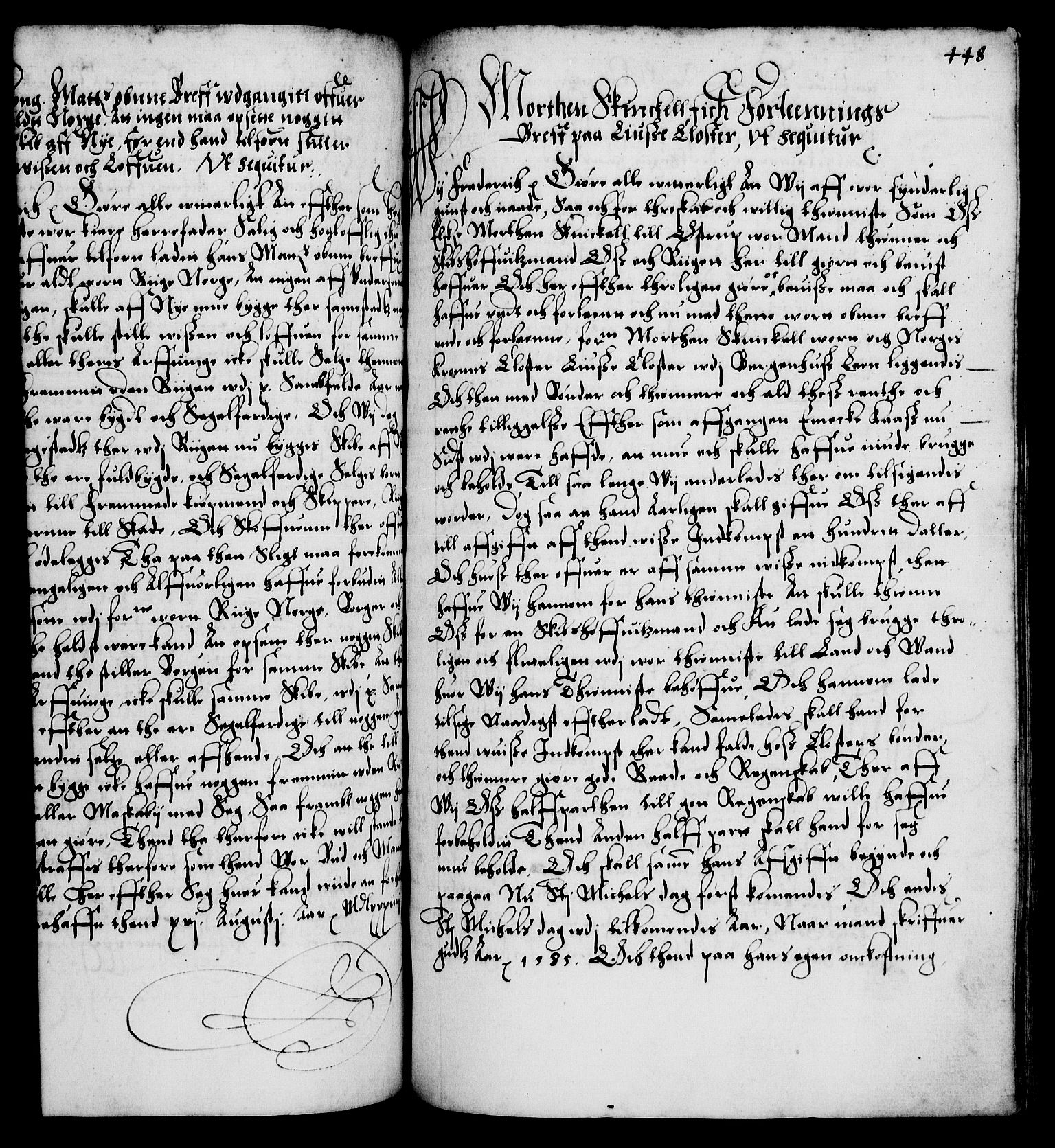 Danske Kanselli 1572-1799, RA/EA-3023/F/Fc/Fca/Fcaa/L0001: Norske registre (mikrofilm), 1572-1588, p. 448a