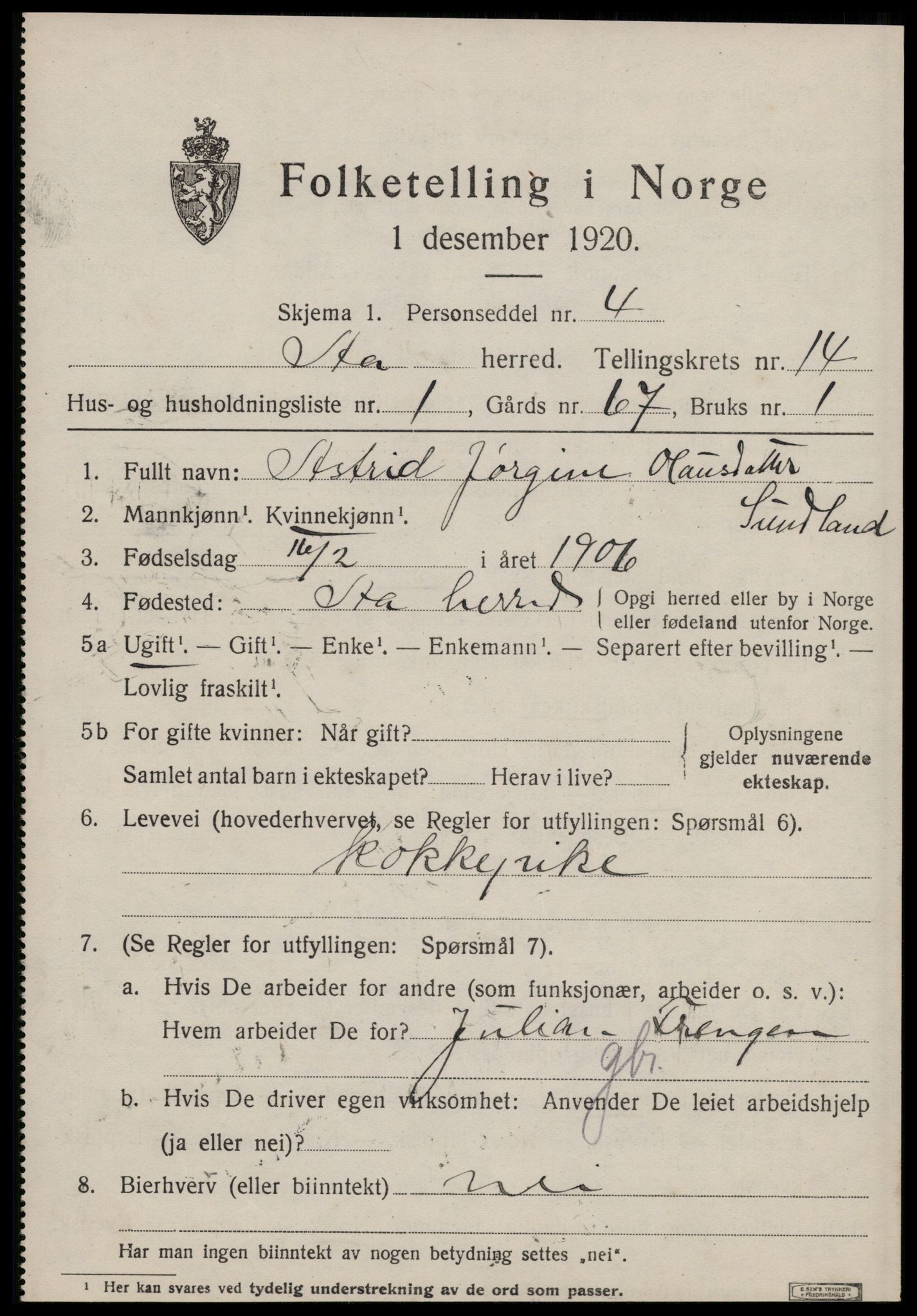 SAT, 1920 census for Å, 1920, p. 5976