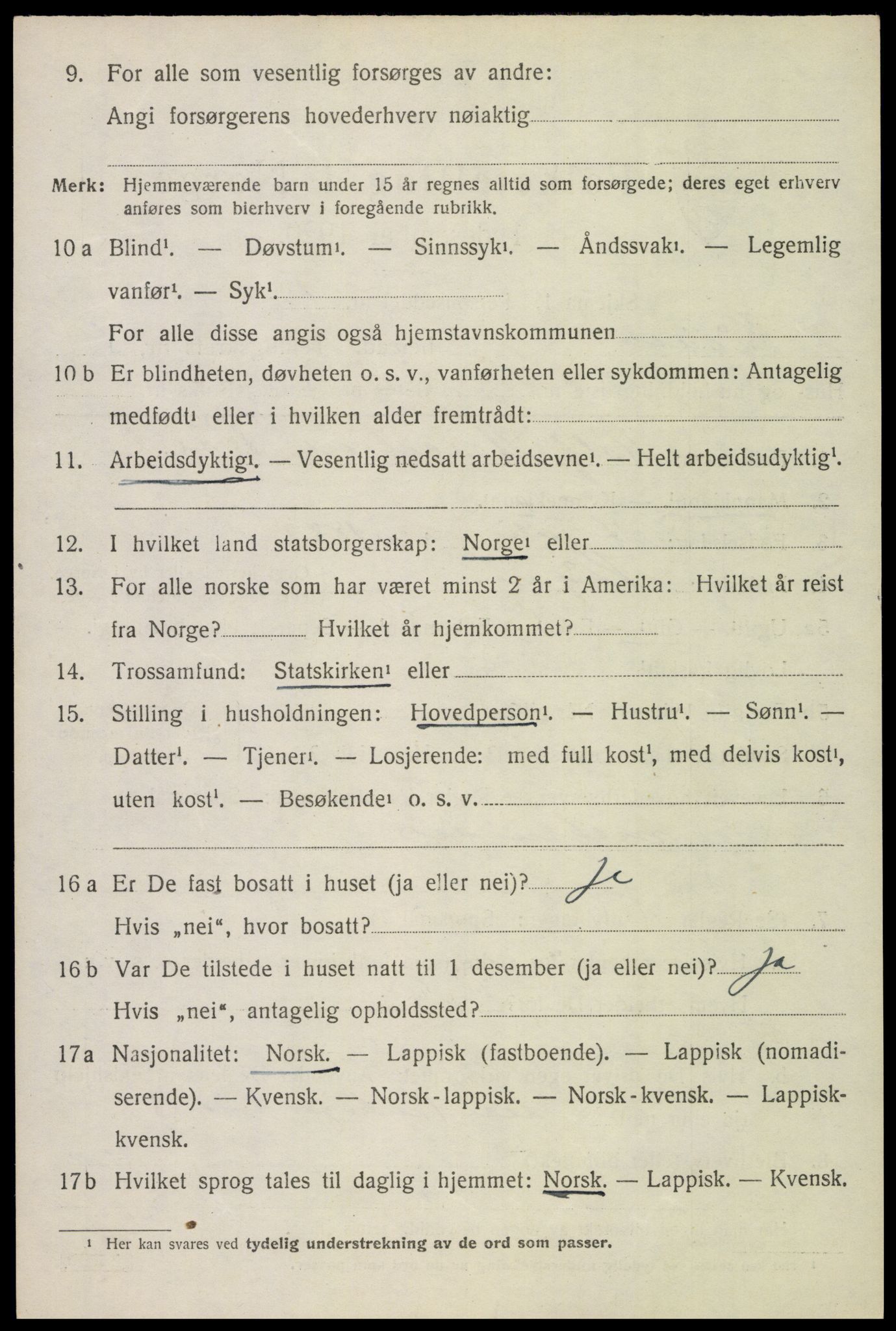 SAT, 1920 census for Vågan, 1920, p. 5510