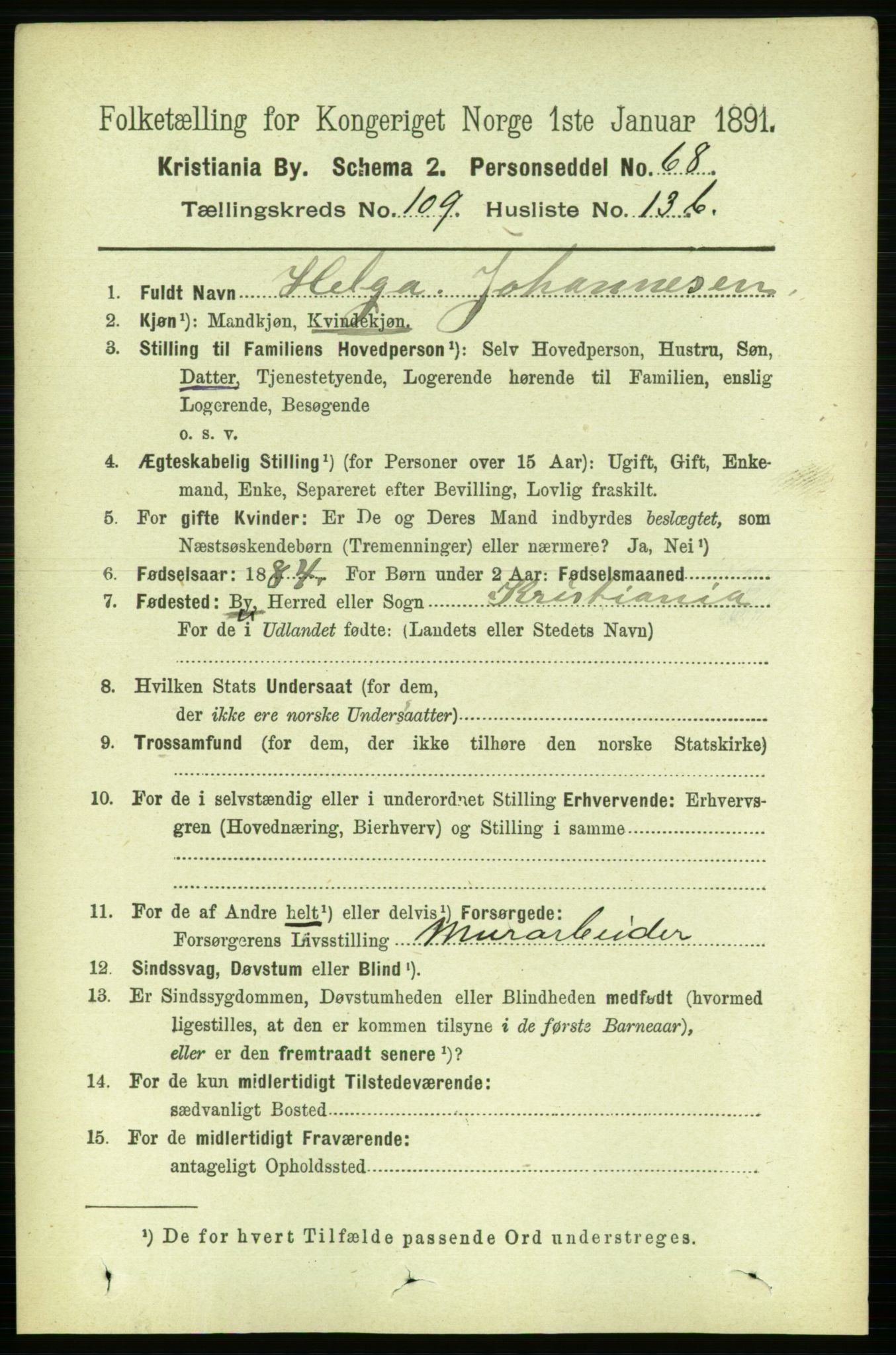 RA, 1891 census for 0301 Kristiania, 1891, p. 56767