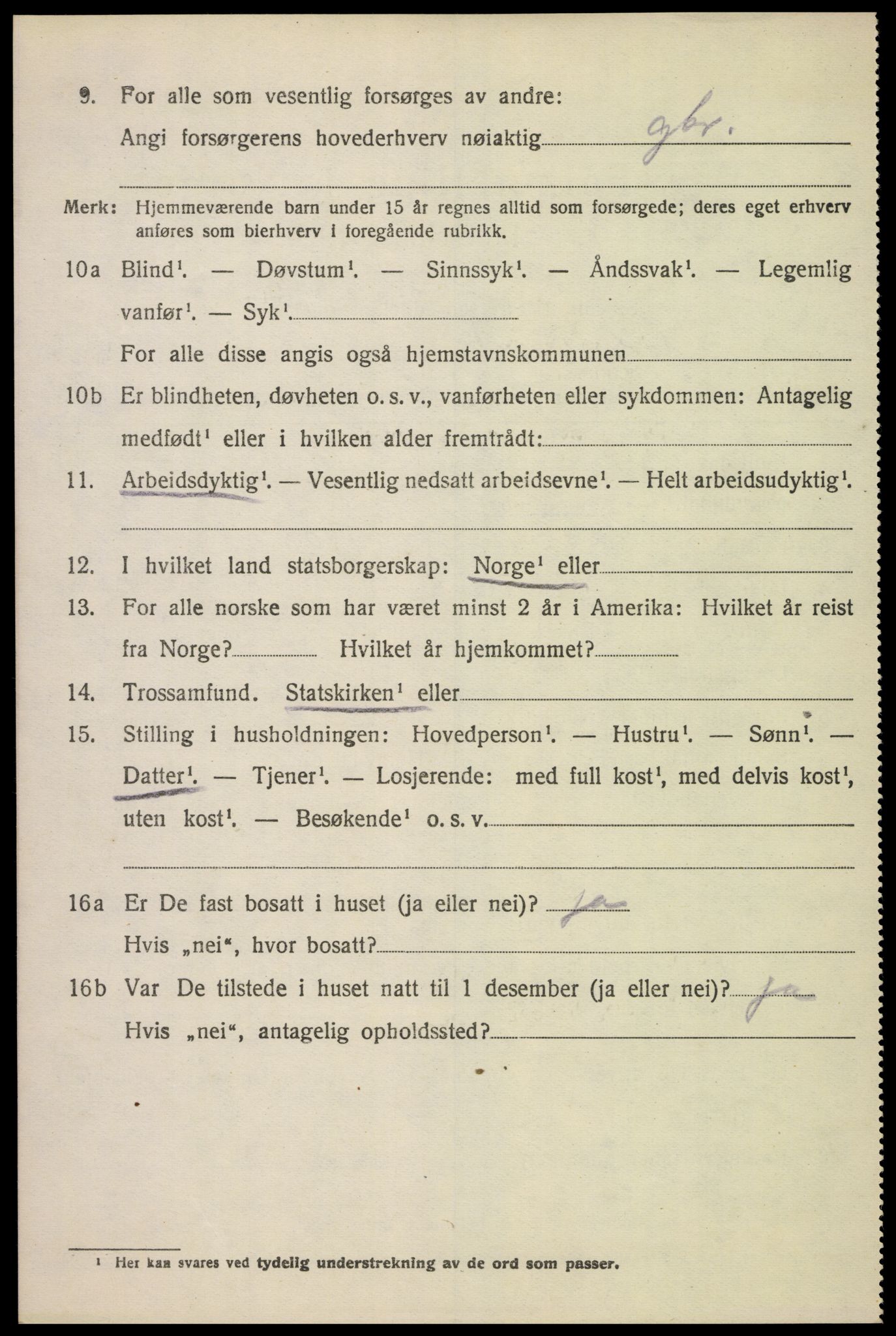 SAK, 1920 census for Åseral, 1920, p. 1795