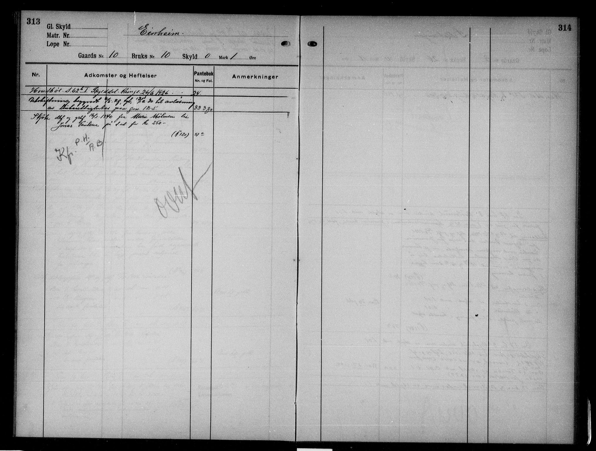 Nord-Gudbrandsdal tingrett, AV/SAH-TING-002/H/Ha/Hac/L0002: Mortgage register no. 2, 1917-1950, p. 313-314