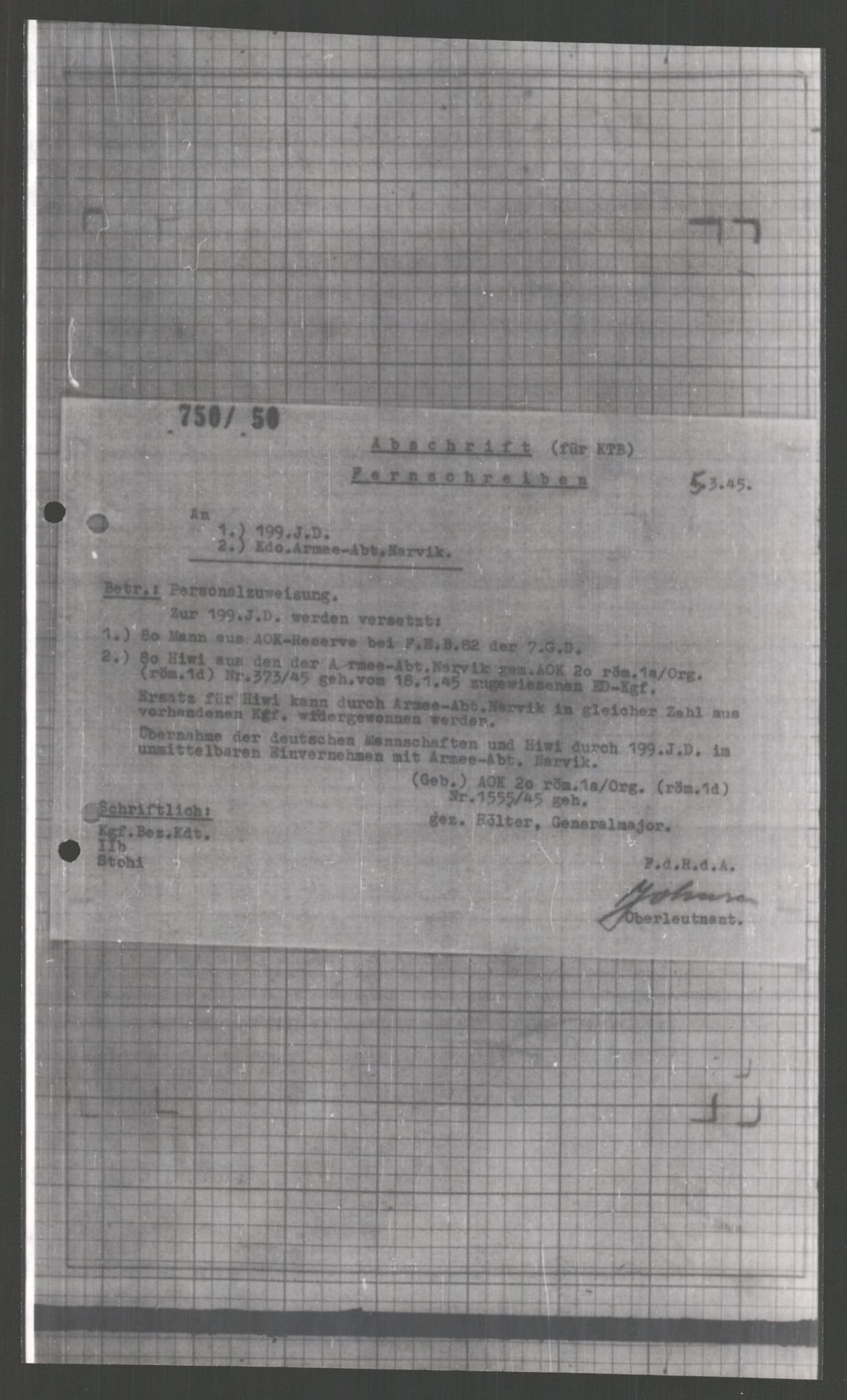 Forsvarets Overkommando. 2 kontor. Arkiv 11.4. Spredte tyske arkivsaker, AV/RA-RAFA-7031/D/Dar/Dara/L0003: Krigsdagbøker for 20. Gebirgs-Armee-Oberkommando (AOK 20), 1945, p. 451