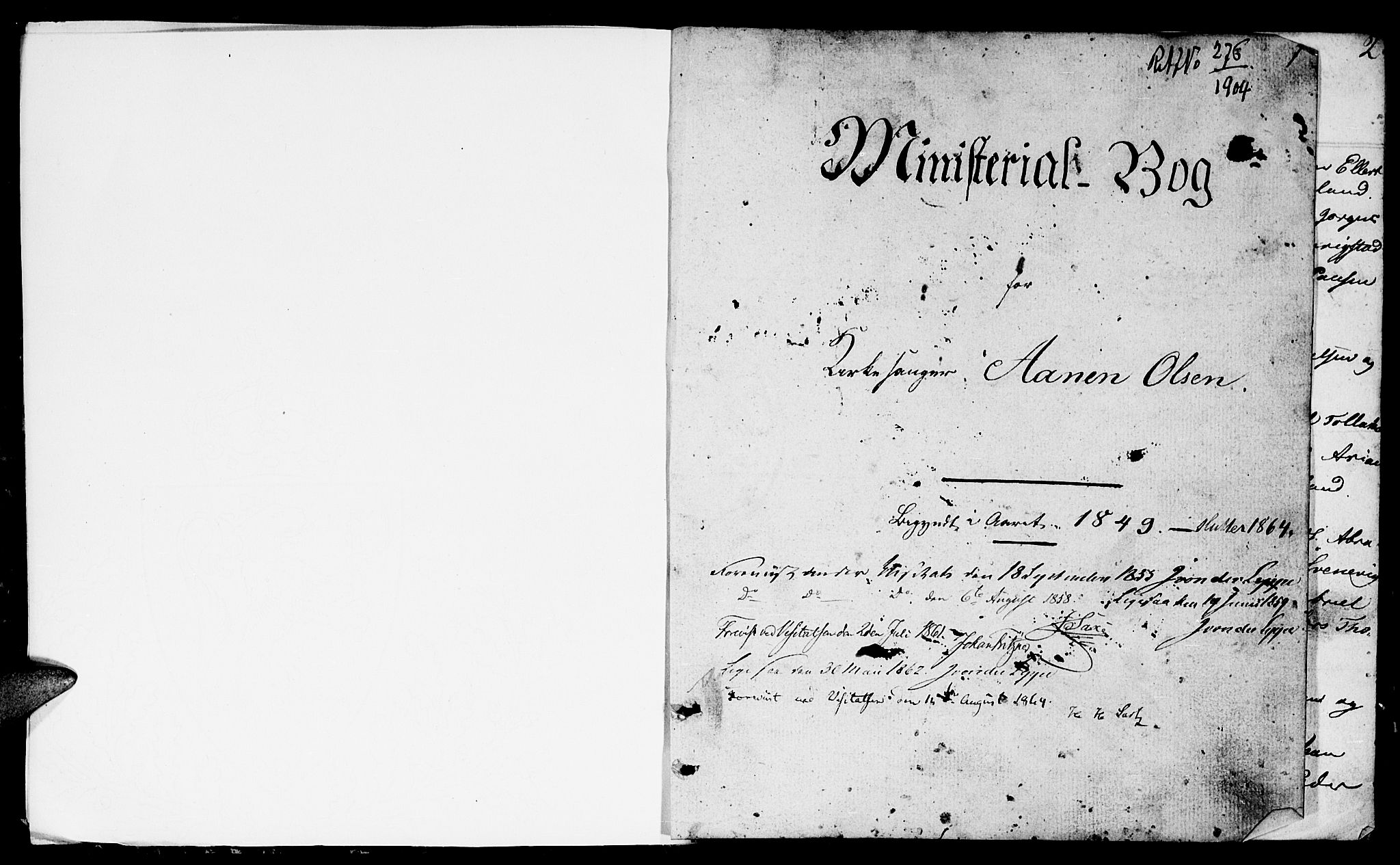 Lyngdal sokneprestkontor, SAK/1111-0029/F/Fb/Fbc/L0002: Parish register (copy) no. B 2, 1849-1864, p. 1