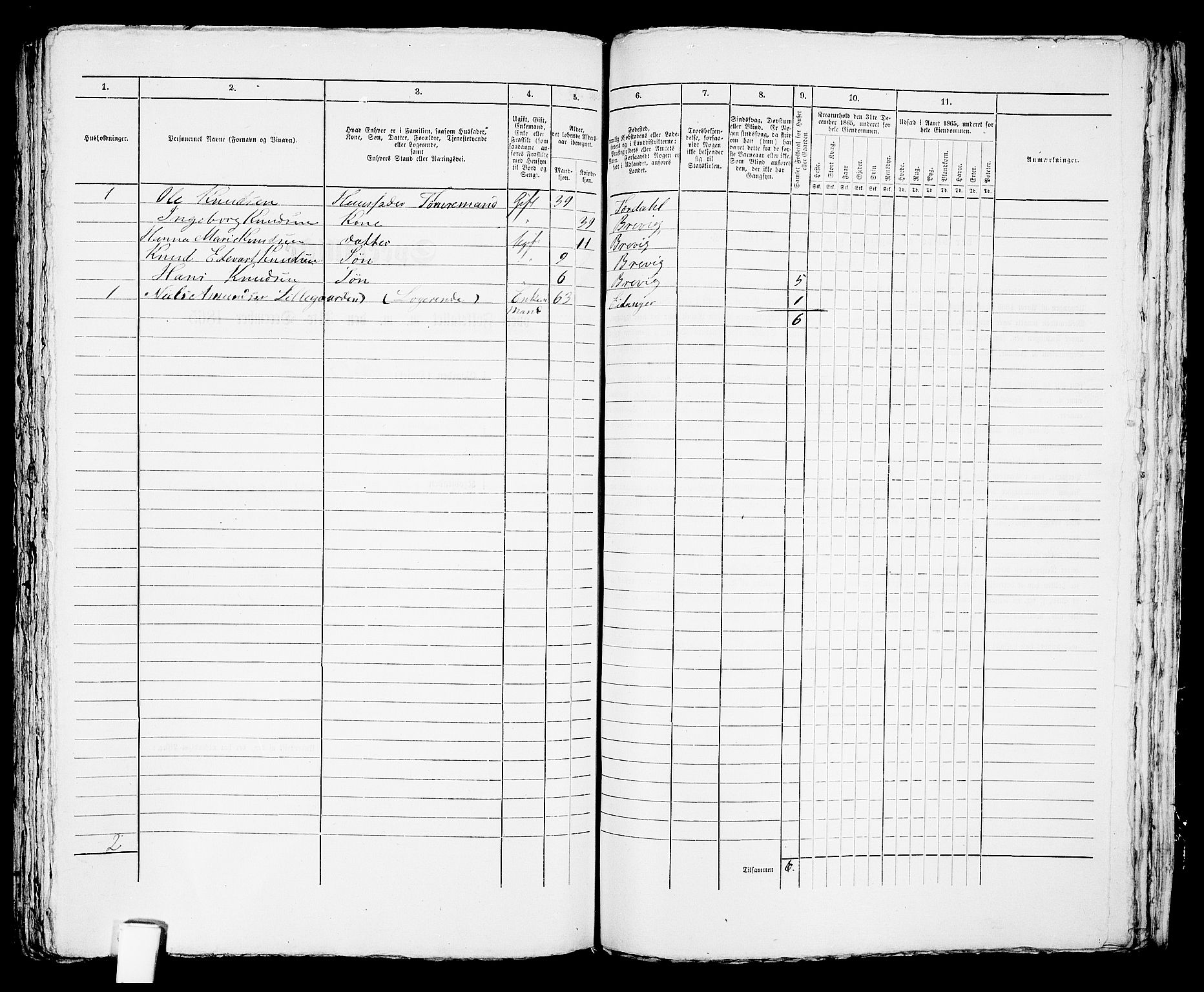 RA, 1865 census for Brevik, 1865, p. 660