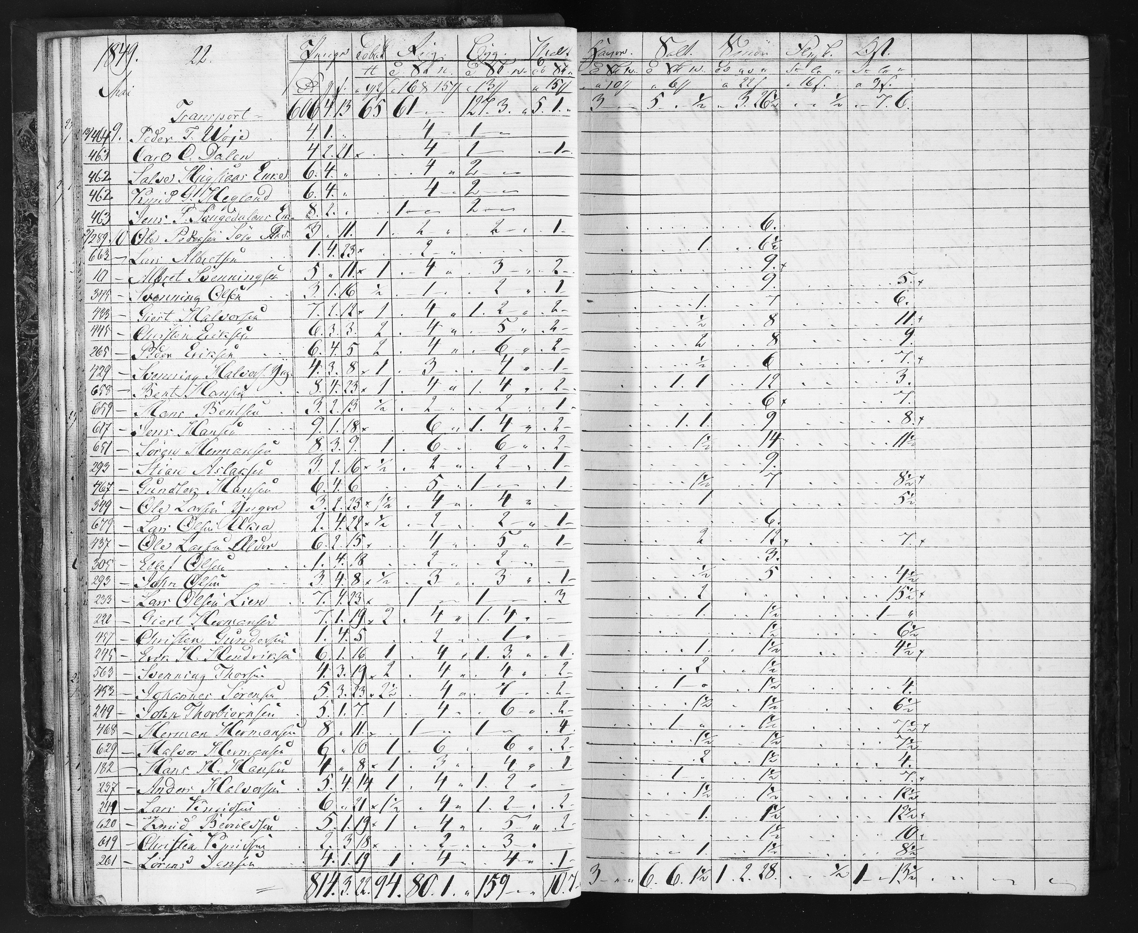 Næs Jernverk, NESJ/NJM-004/11/L0002: Proviant-bok, 1849-1852