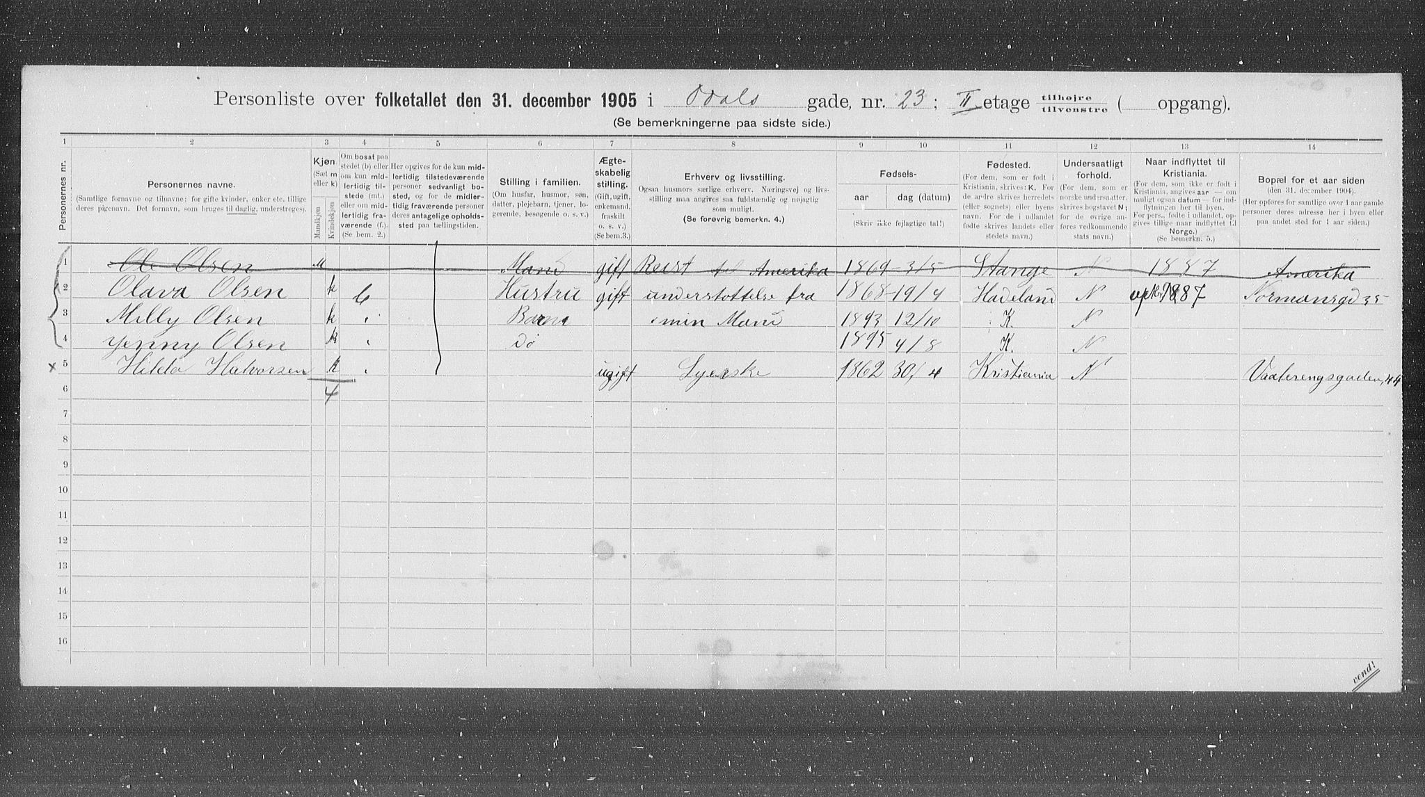 OBA, Municipal Census 1905 for Kristiania, 1905, p. 39229