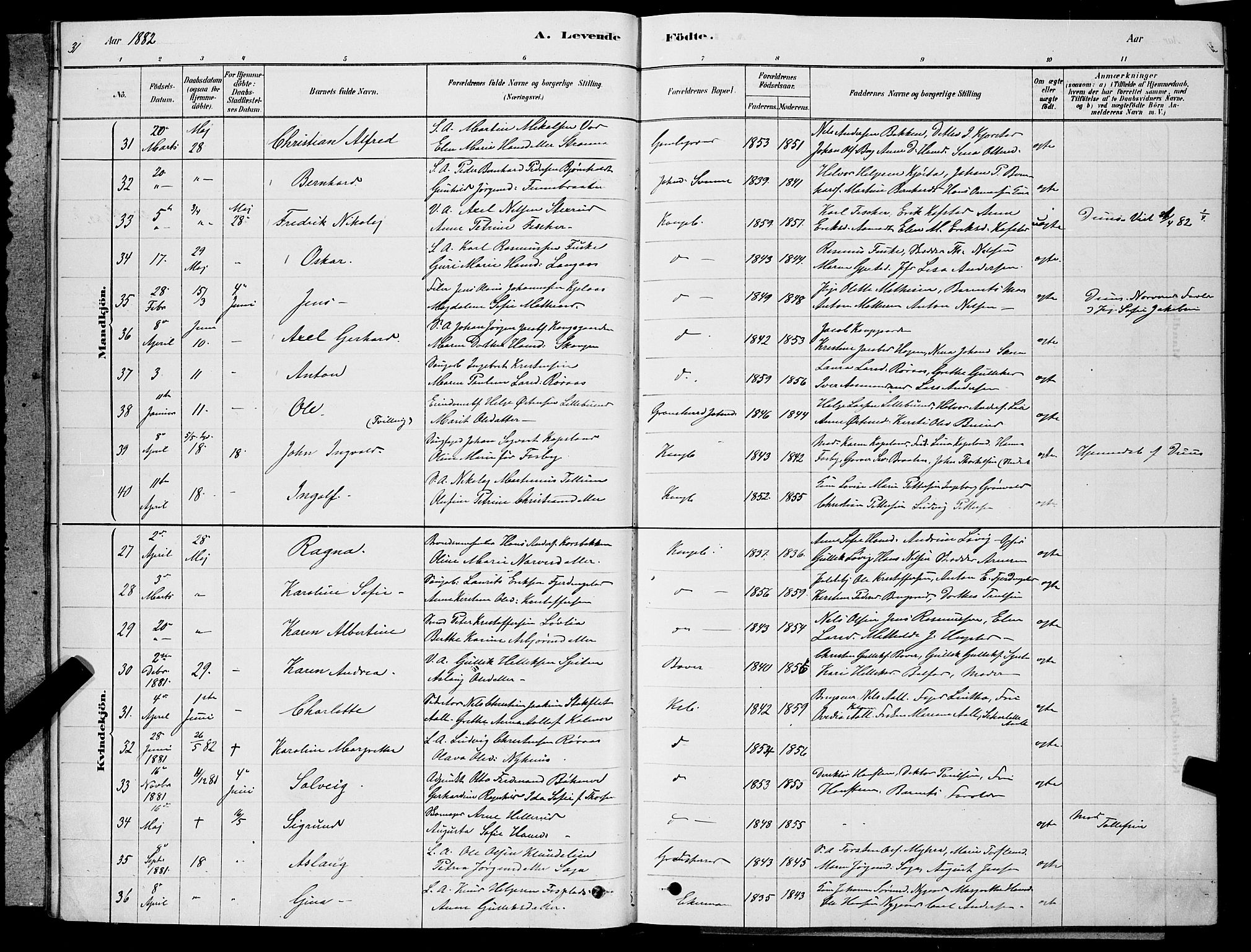 Kongsberg kirkebøker, AV/SAKO-A-22/G/Ga/L0005: Parish register (copy) no. 5, 1878-1889, p. 31