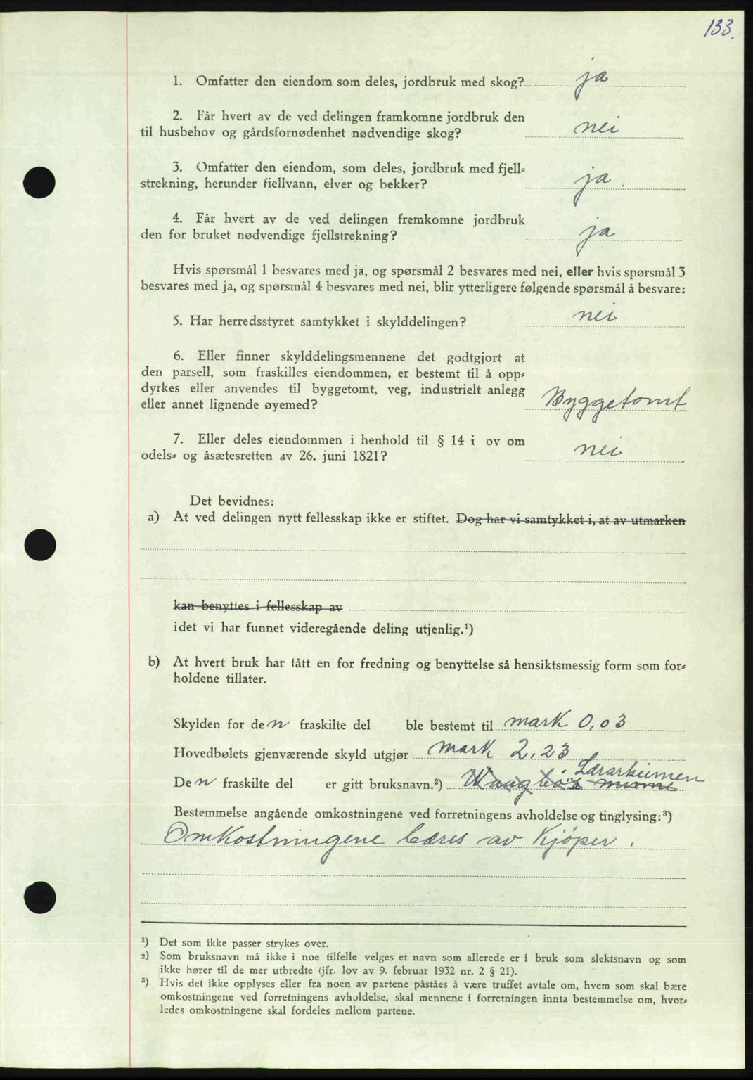 Nordmøre sorenskriveri, AV/SAT-A-4132/1/2/2Ca: Mortgage book no. A105, 1947-1947, Diary no: : 1353/1947