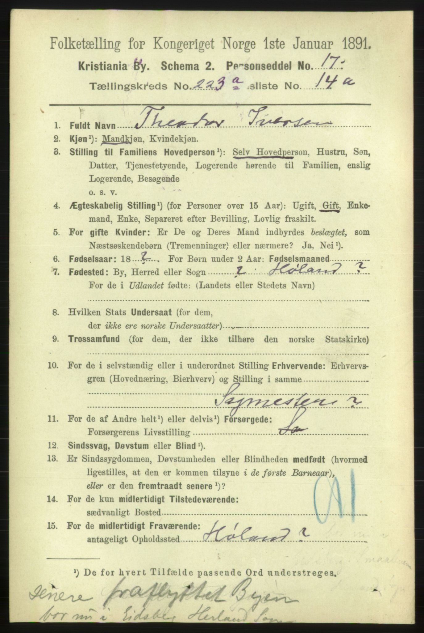 RA, 1891 census for 0301 Kristiania, 1891, p. 134541