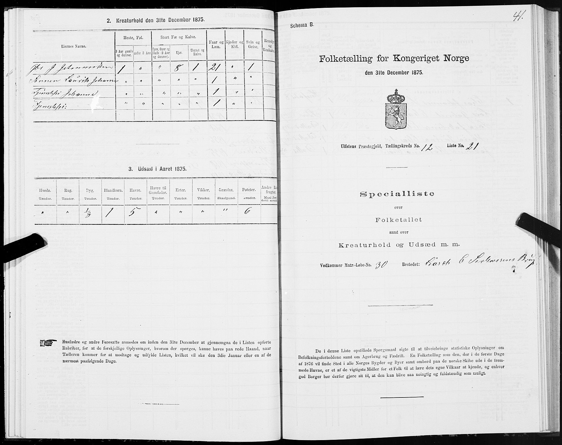 SAT, 1875 census for 1516P Ulstein, 1875, p. 5041