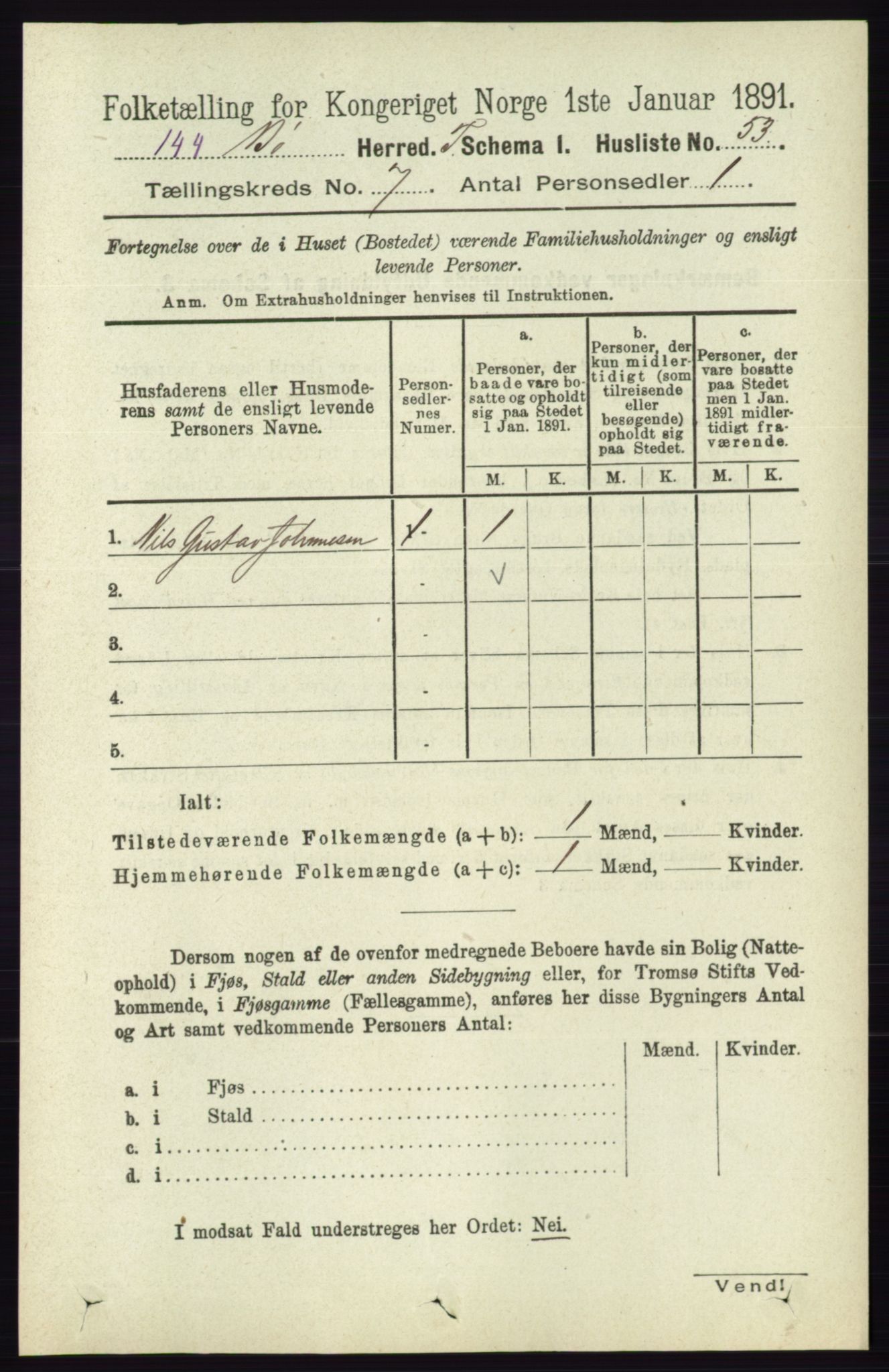 RA, 1891 census for 0821 Bø, 1891, p. 2197