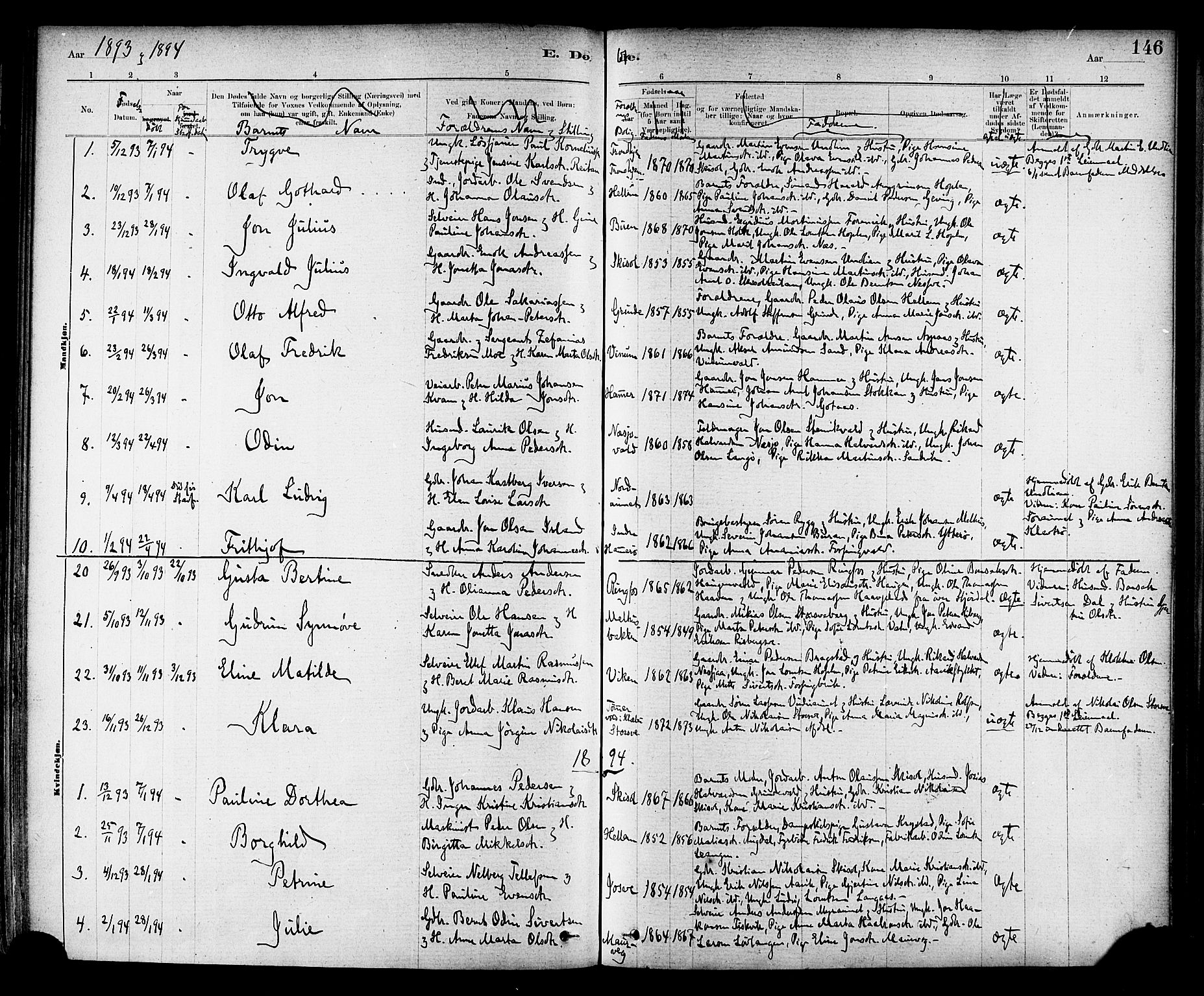 Ministerialprotokoller, klokkerbøker og fødselsregistre - Nord-Trøndelag, SAT/A-1458/714/L0130: Parish register (official) no. 714A01, 1878-1895, p. 146