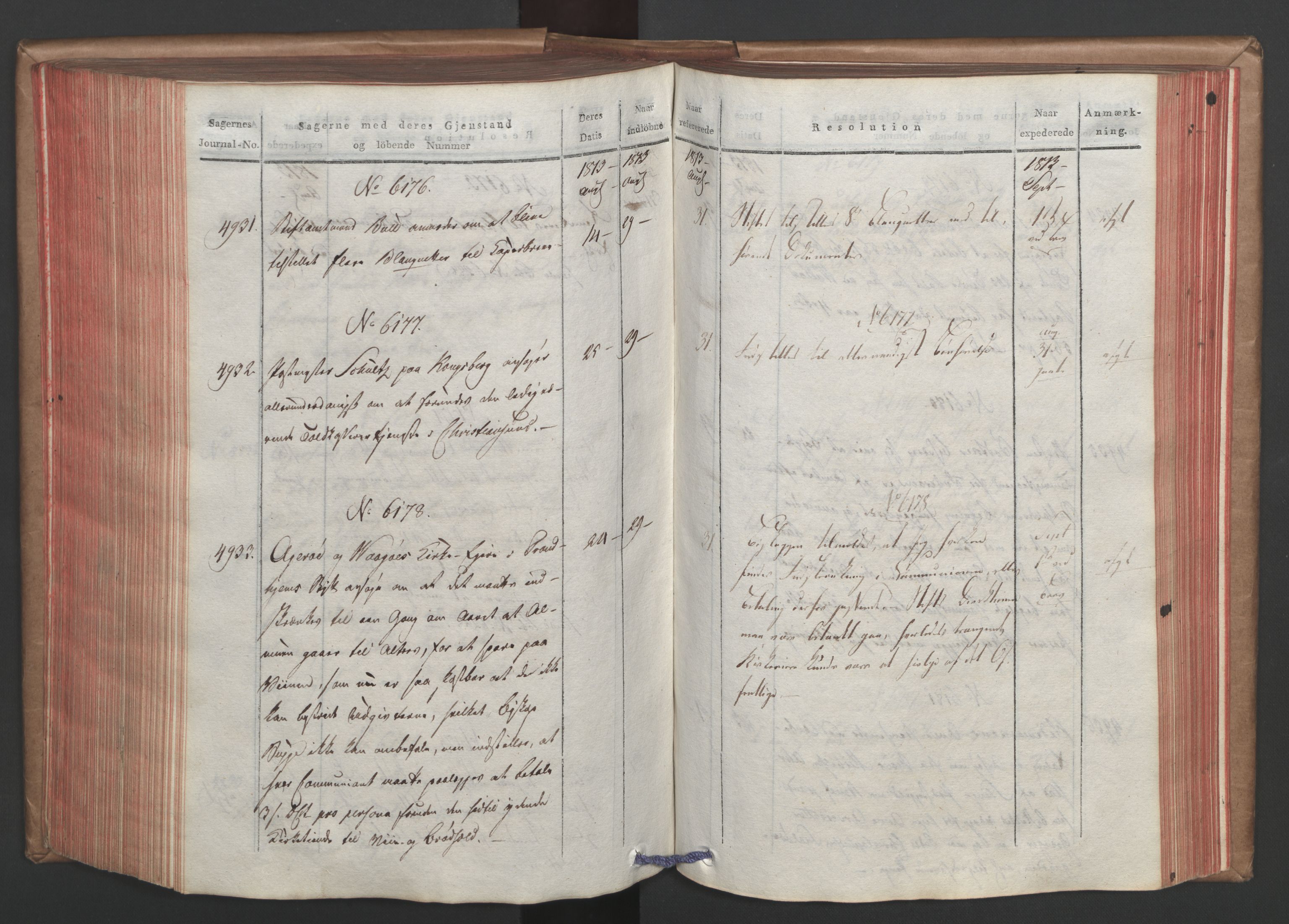 Stattholderembetet 1810-1814, 1. kontor (Kontor A), AV/RA-EA-2872/Ab/L0006: Referatprotokoll,  j.nr. 4244-5022,  l.nr. 5322-6289, 1813, p. 257