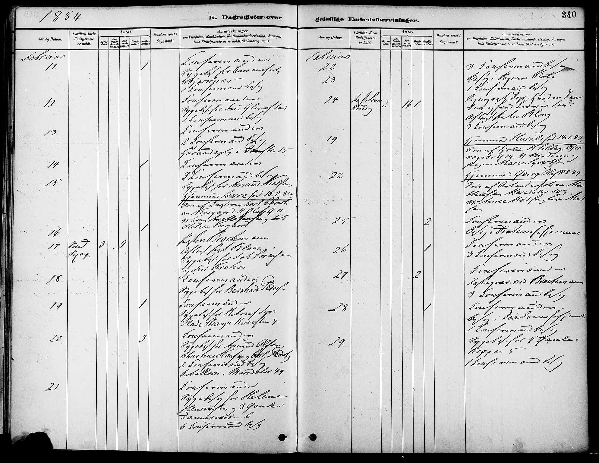 Gamle Aker prestekontor Kirkebøker, AV/SAO-A-10617a/F/L0007: Parish register (official) no. 7, 1882-1890, p. 340