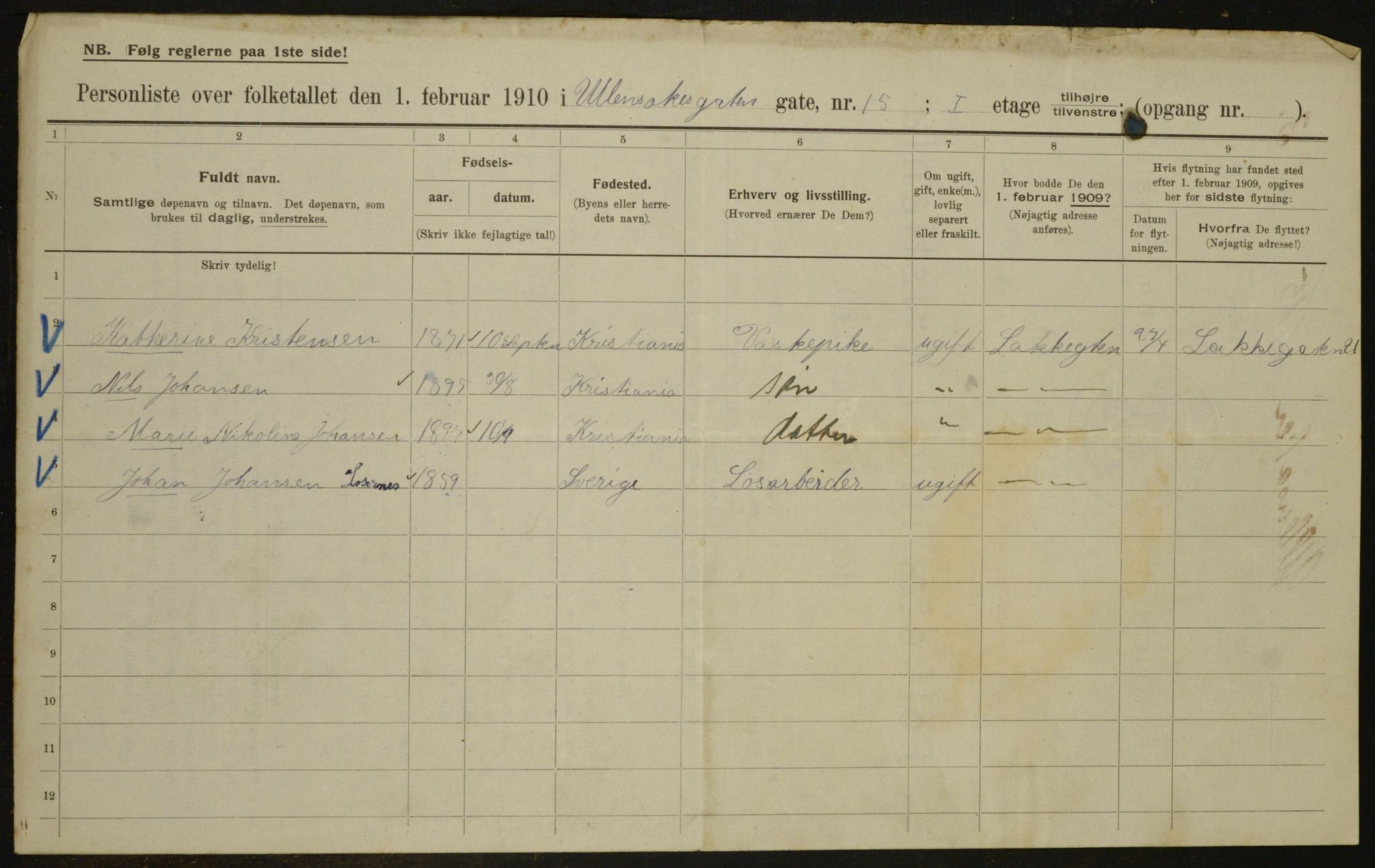 OBA, Municipal Census 1910 for Kristiania, 1910, p. 112669