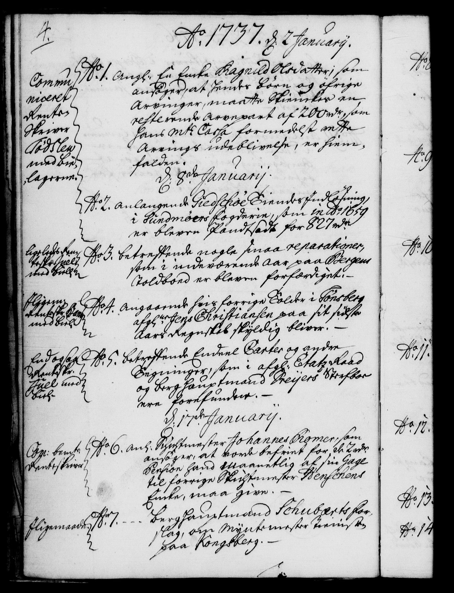 Rentekammeret, Kammerkanselliet, RA/EA-3111/G/Gf/Gfb/L0004: Register til norske relasjons- og resolusjonsprotokoller (merket RK 52.99), 1736-1743, p. 4
