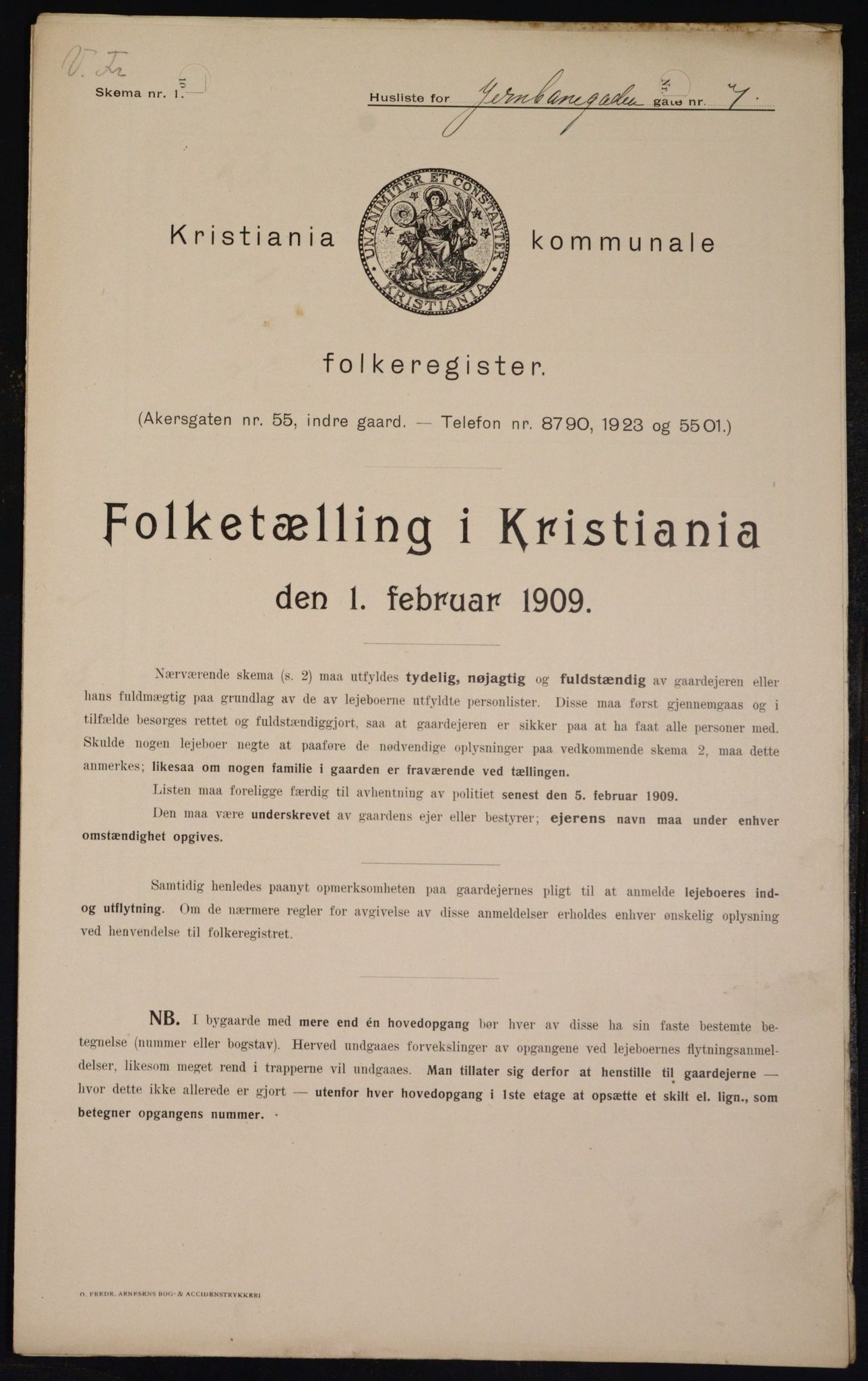 OBA, Municipal Census 1909 for Kristiania, 1909, p. 42723