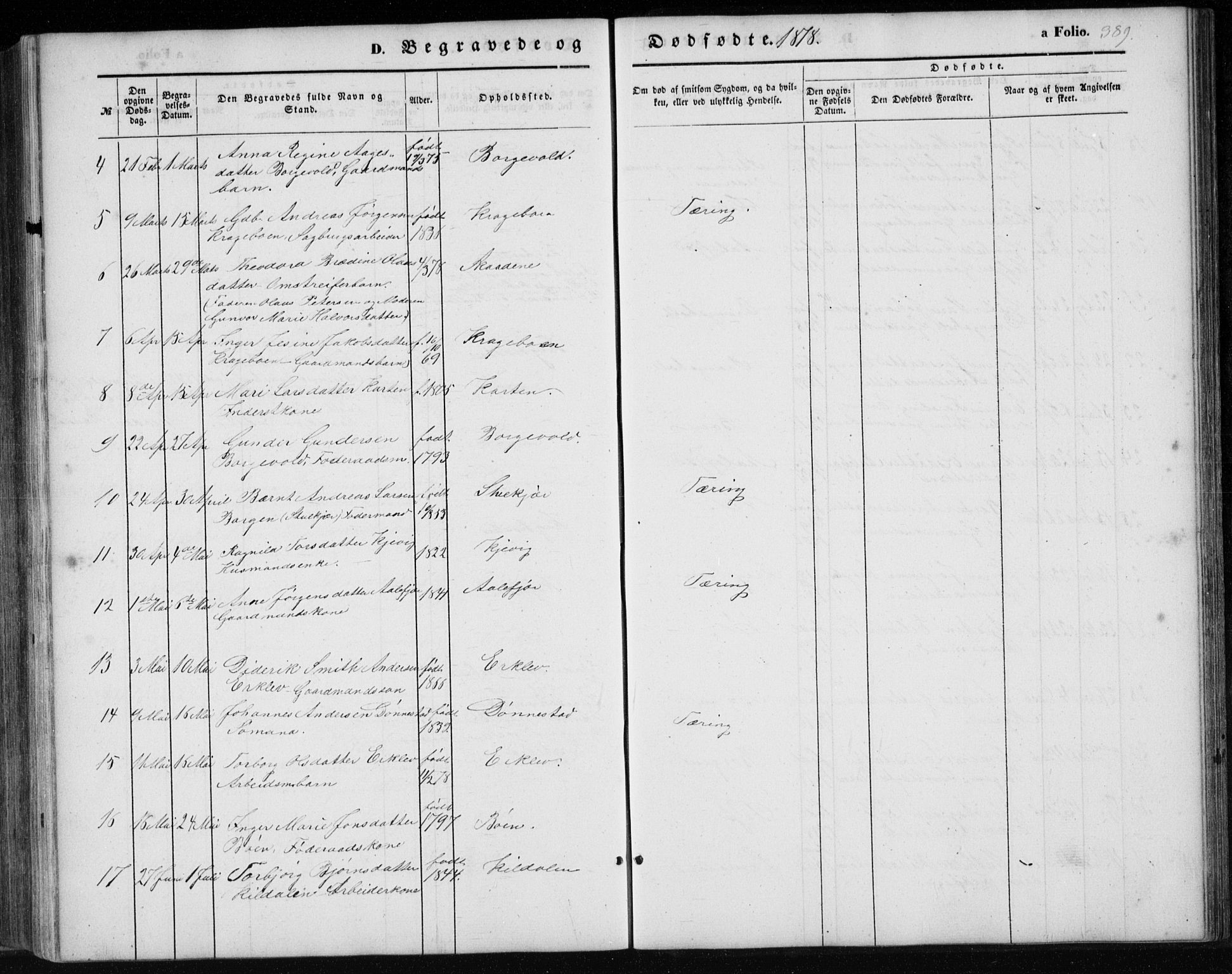 Tveit sokneprestkontor, AV/SAK-1111-0043/F/Fb/L0003: Parish register (copy) no. B 3, 1854-1886, p. 389