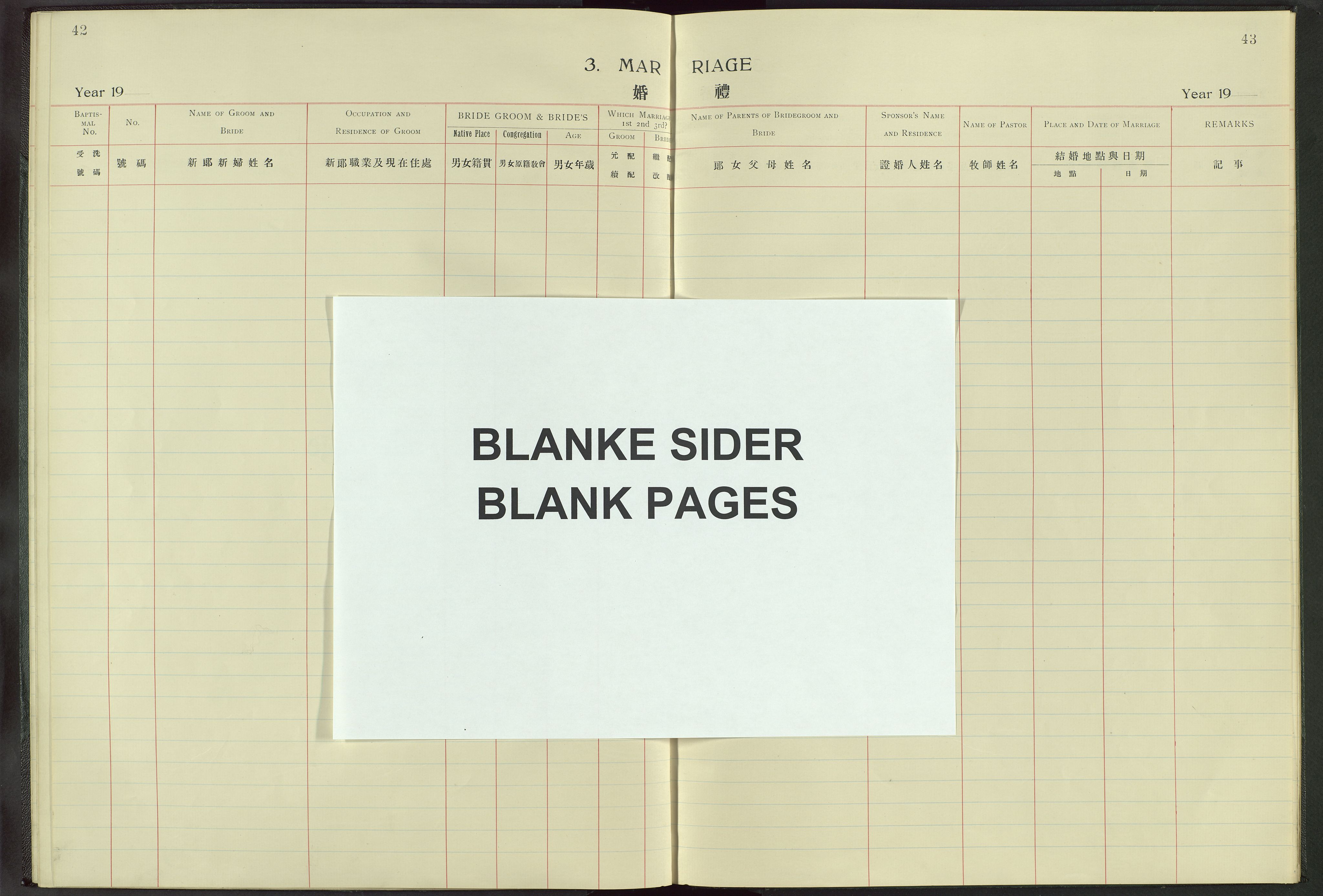 Det Norske Misjonsselskap - utland - Kina (Hunan), VID/MA-A-1065/Dm/L0013: Parish register (official) no. -, 1908-1948, p. 42-43