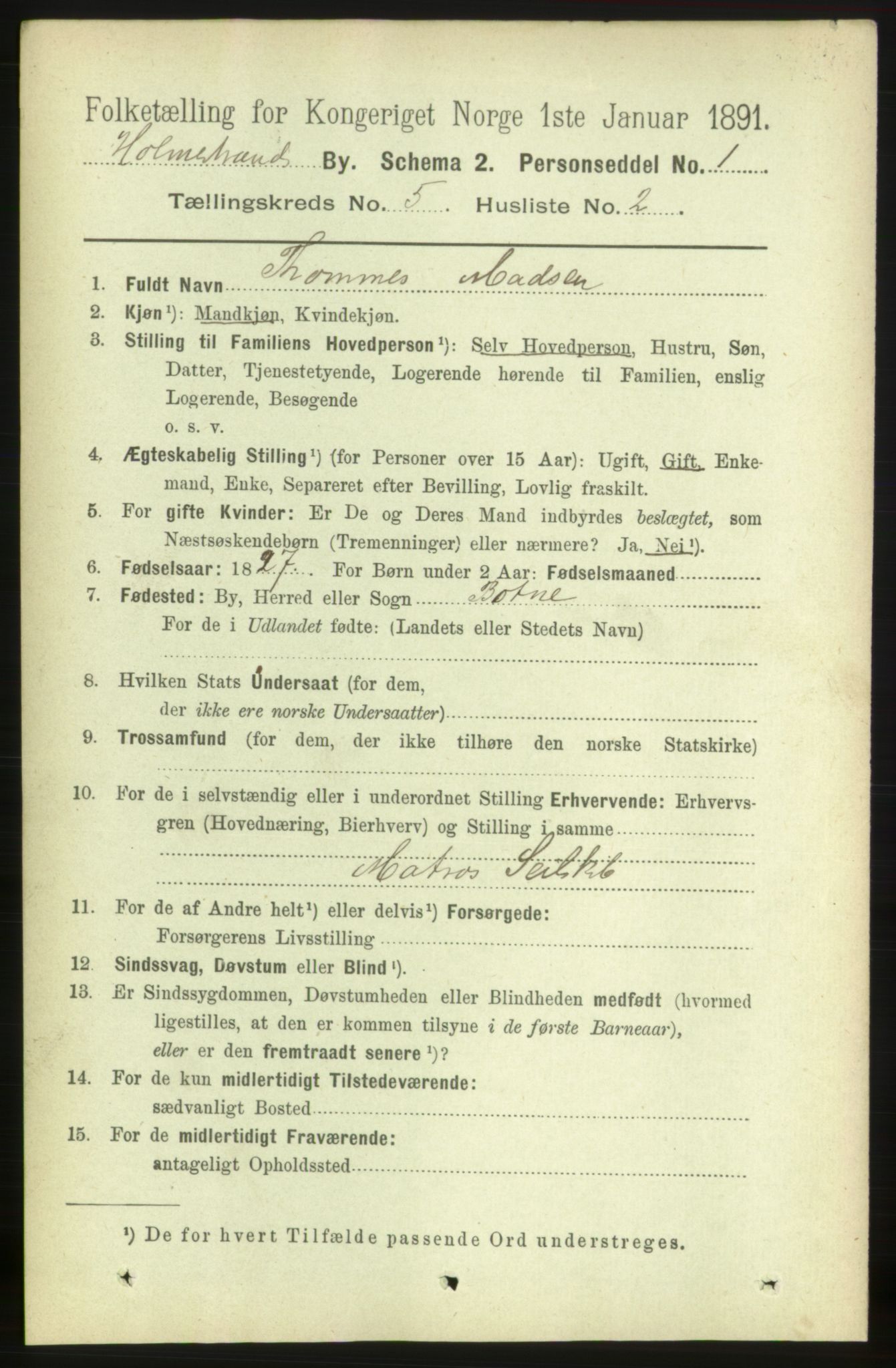 RA, 1891 census for 0702 Holmestrand, 1891, p. 2653