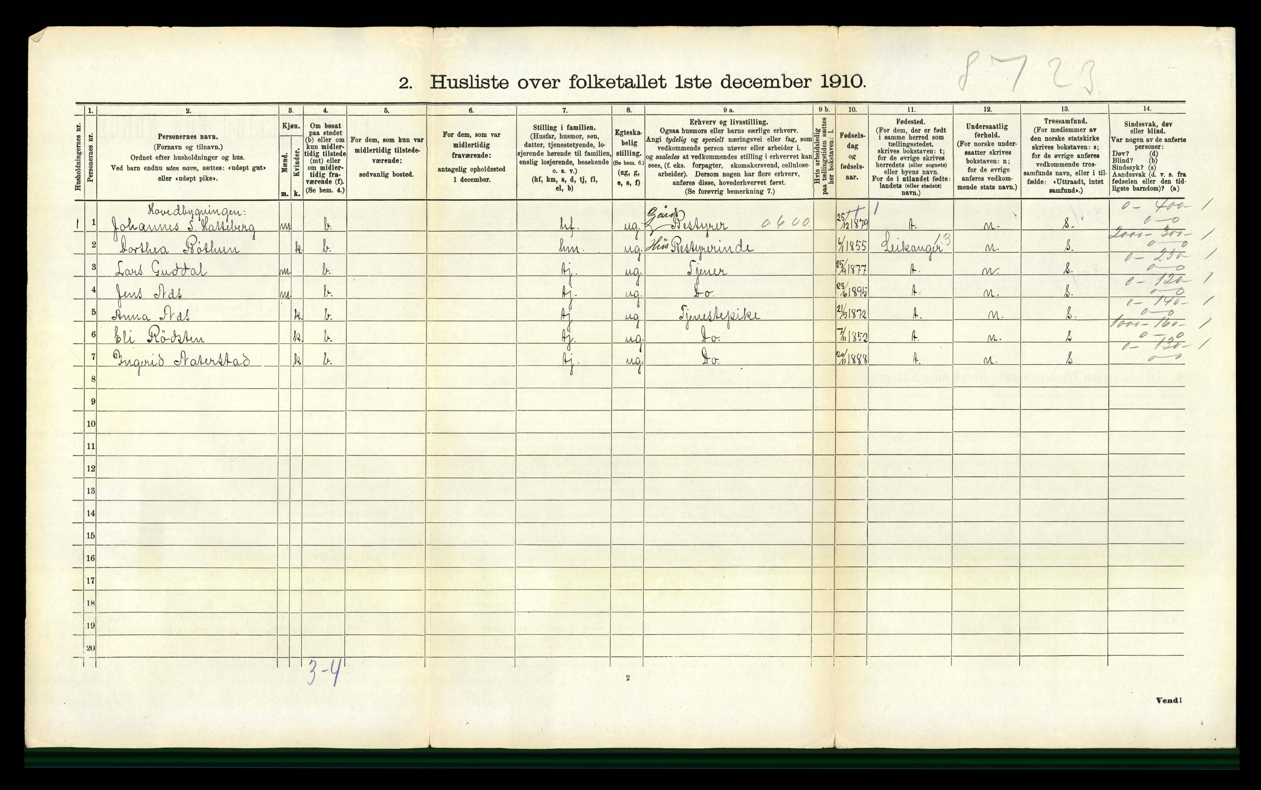 RA, 1910 census for Kvinnherad, 1910, p. 896