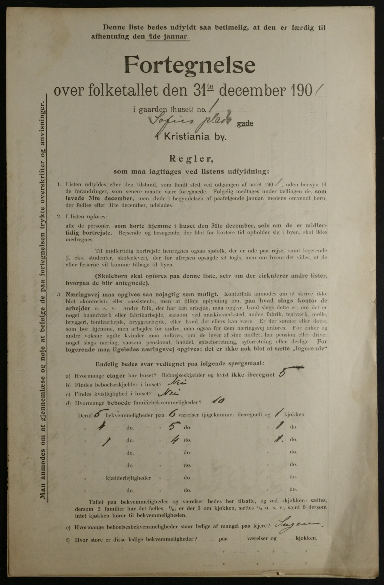 OBA, Municipal Census 1901 for Kristiania, 1901, p. 15292