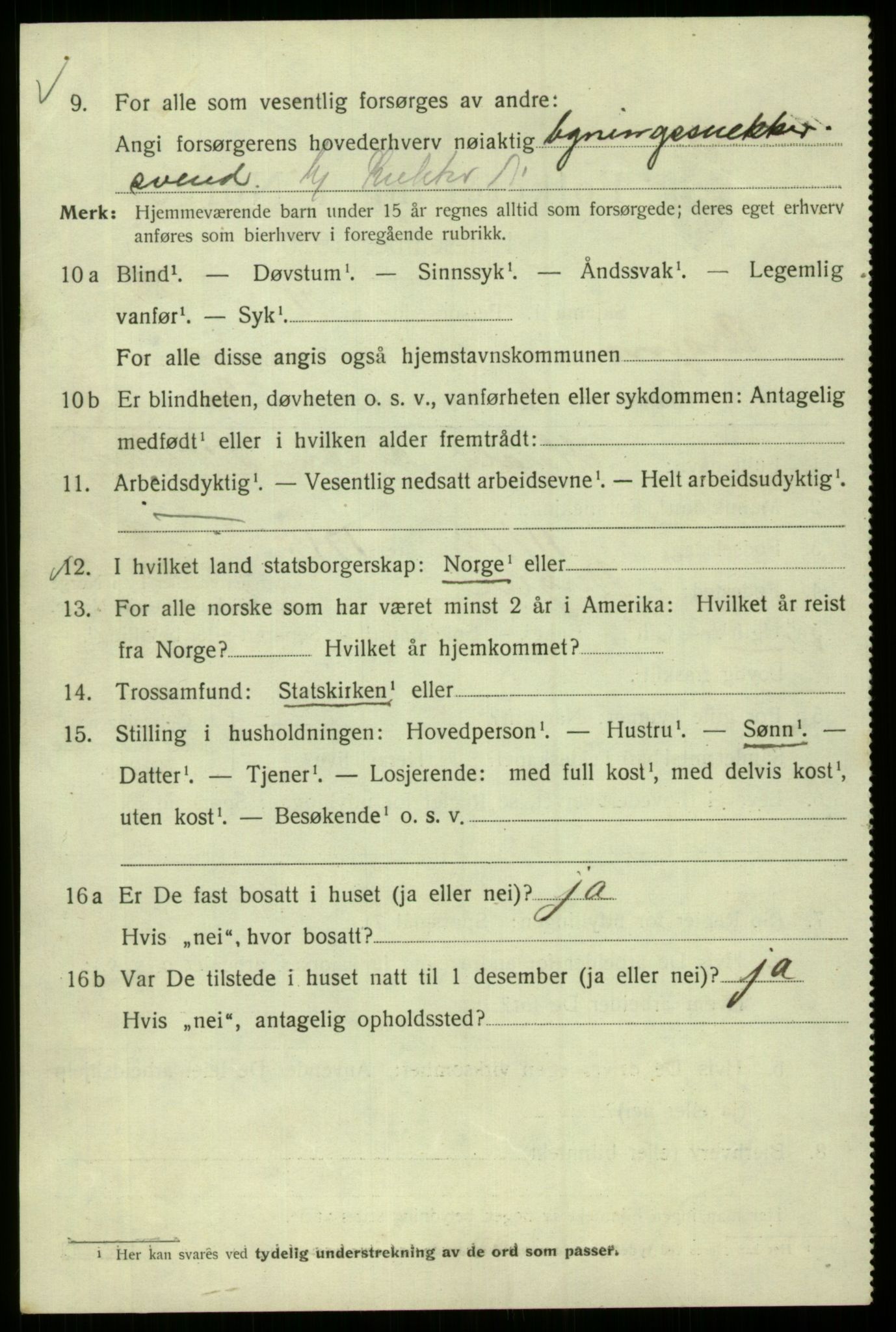 SAB, 1920 census for Bergen, 1920, p. 157068