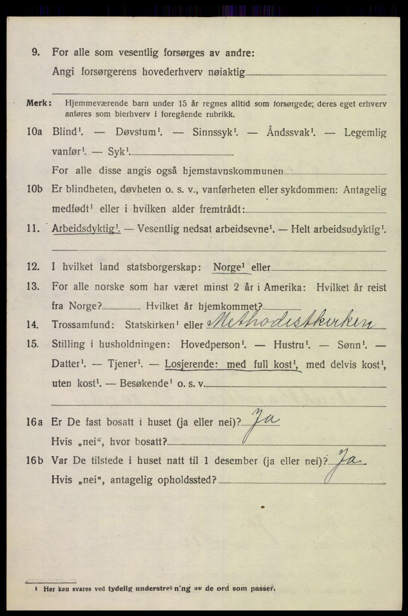 SAK, 1920 census for Oddernes, 1920, p. 9666