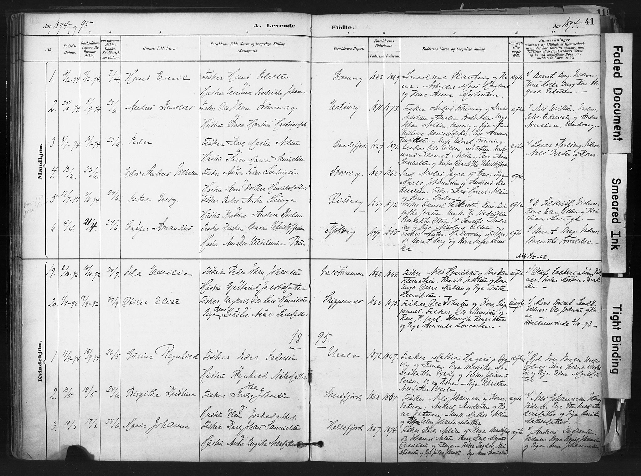 Hammerfest sokneprestkontor, SATØ/S-1347: Parish register (official) no. 11 /1, 1885-1897, p. 41