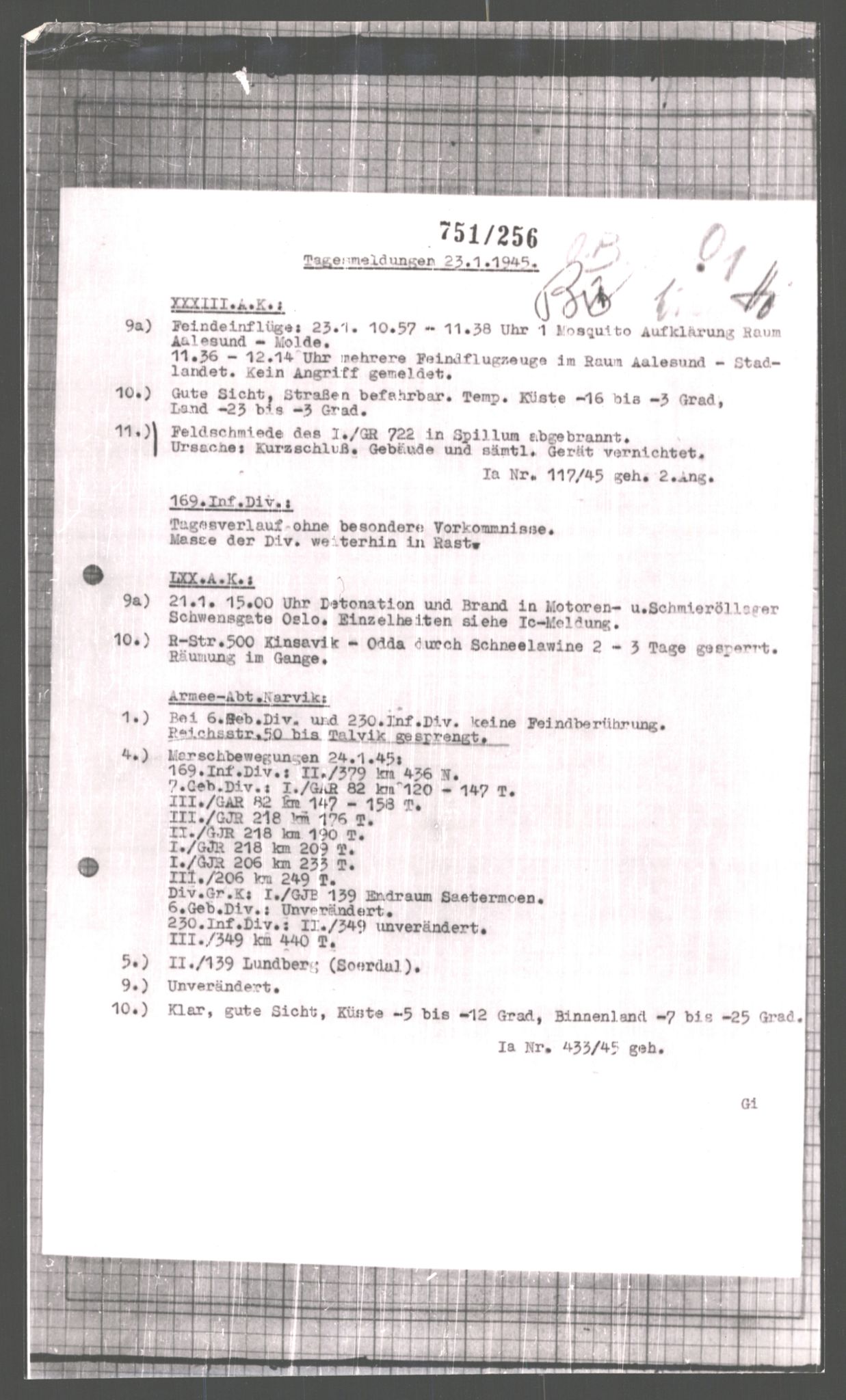 Forsvarets Overkommando. 2 kontor. Arkiv 11.4. Spredte tyske arkivsaker, AV/RA-RAFA-7031/D/Dar/Dara/L0006: Krigsdagbøker for 20. Gebirgs-Armee-Oberkommando (AOK 20), 1945, p. 737